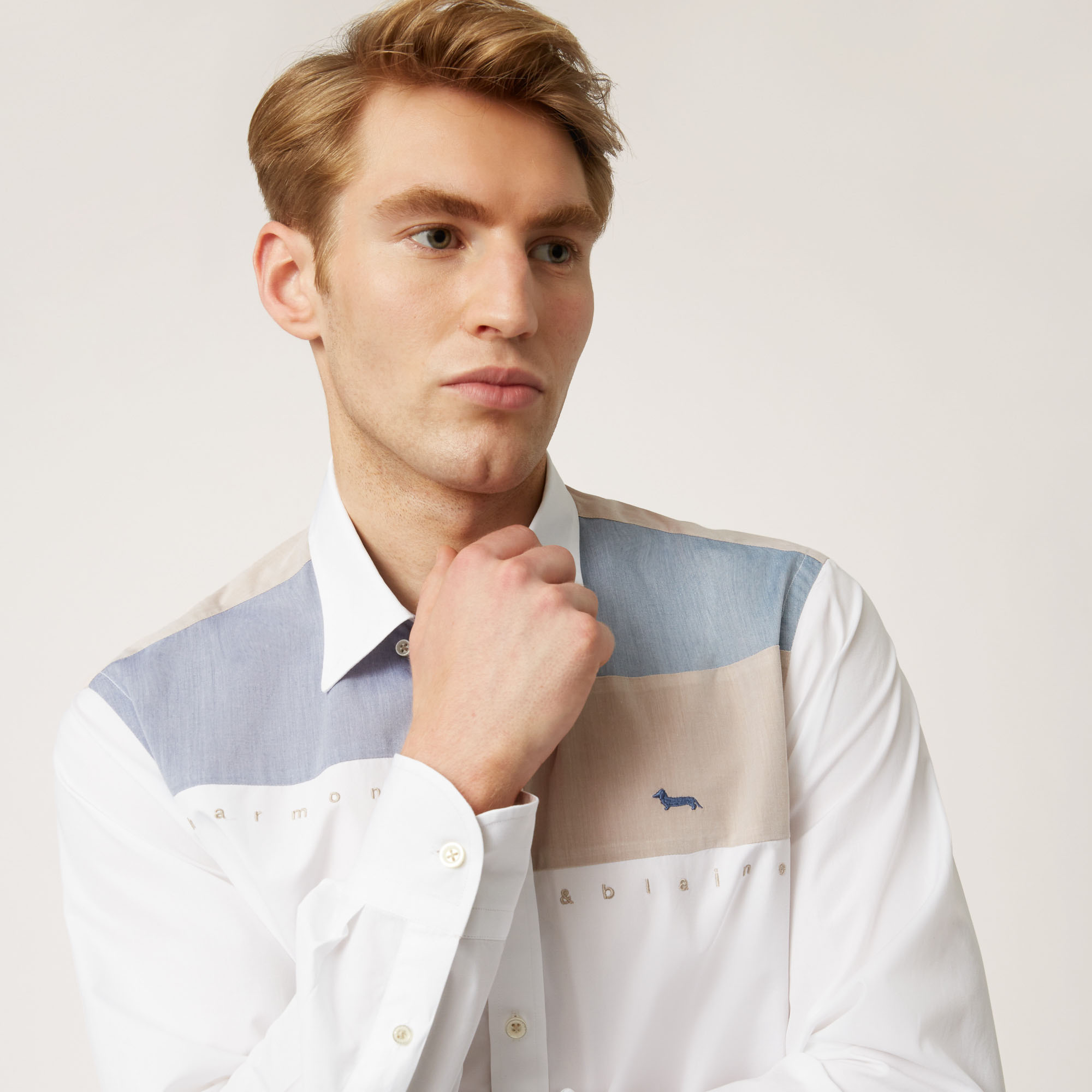 Camicia Con Patch E Lettering A Contrasto, Bianco, large image number 2