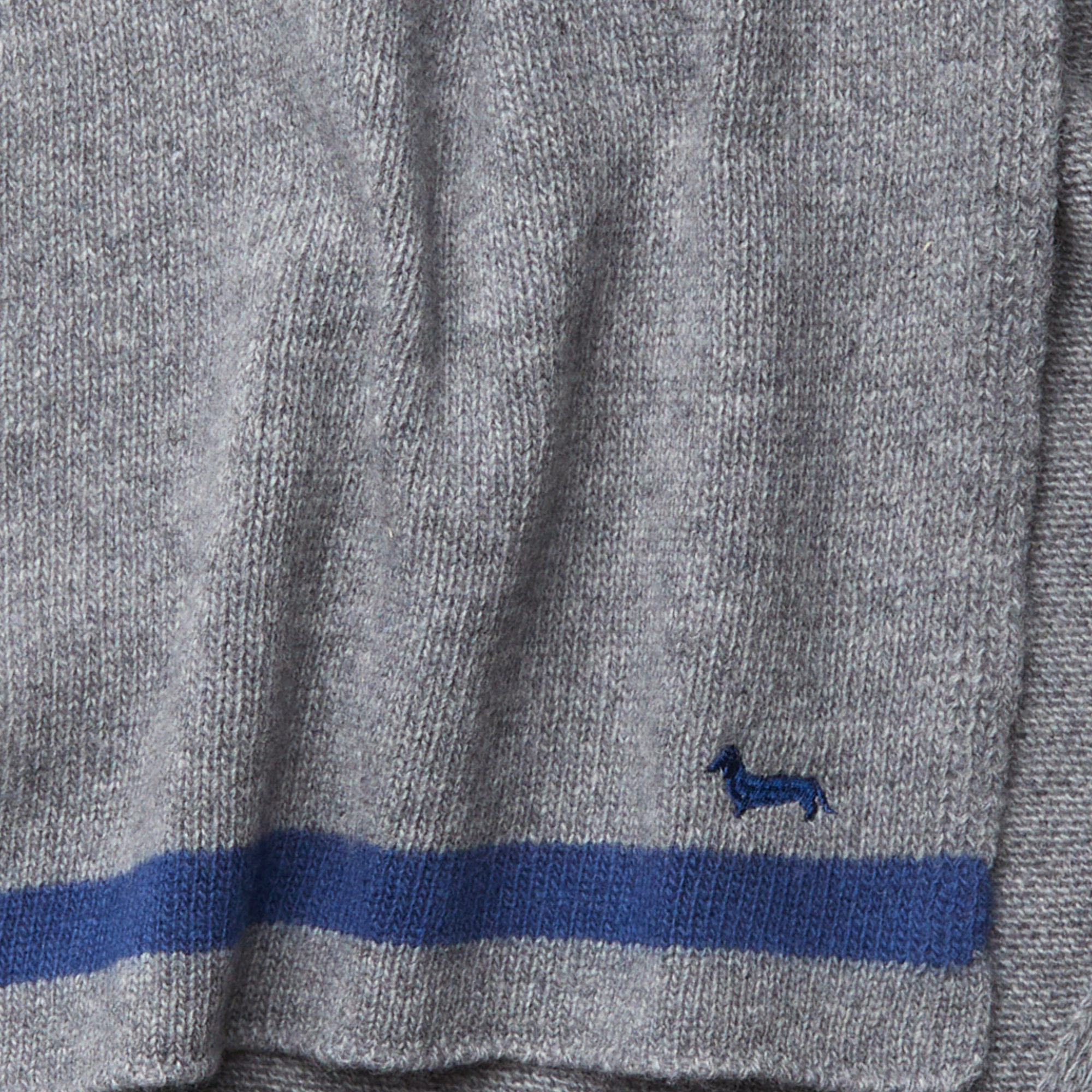 Two-Tone Cashmere-Blend Scarf With Dachshund, Gray, large image number 1