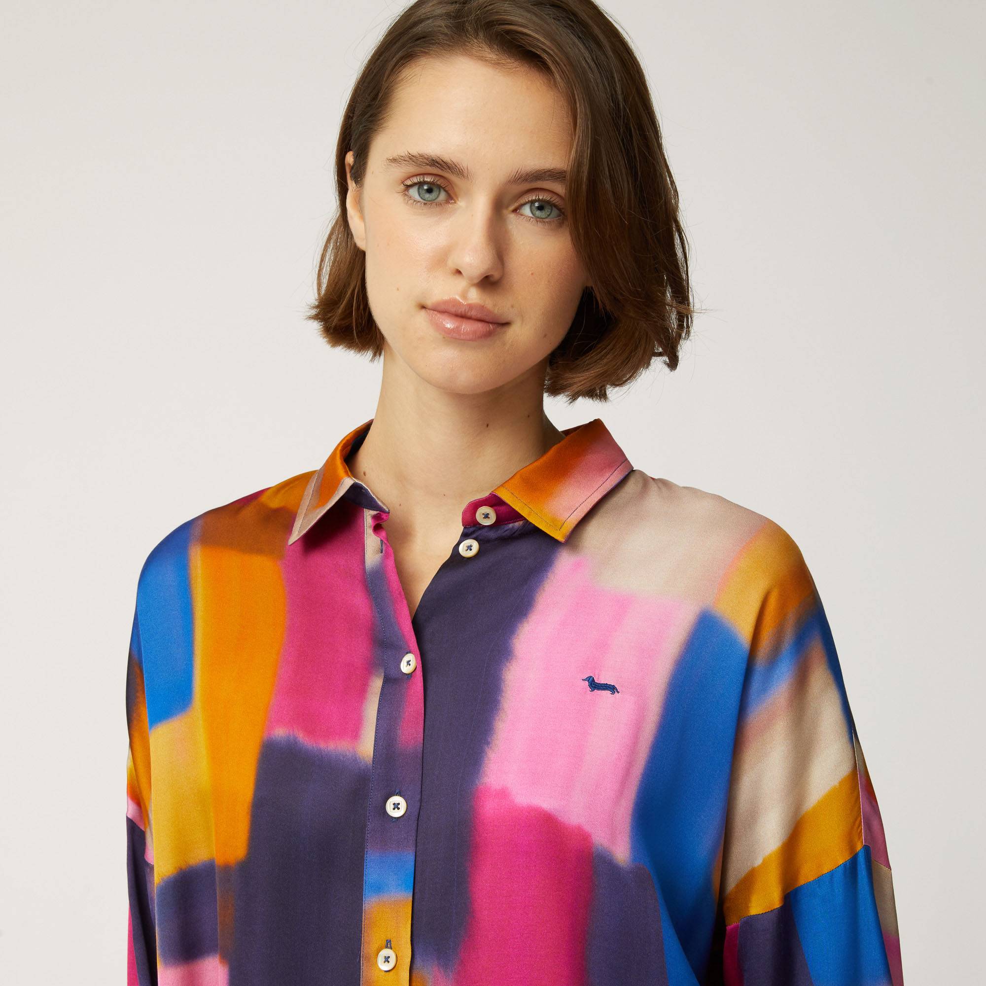 Art Academy Boxy Shirt With Brushstroke Print, Fuchsia, large image number 2