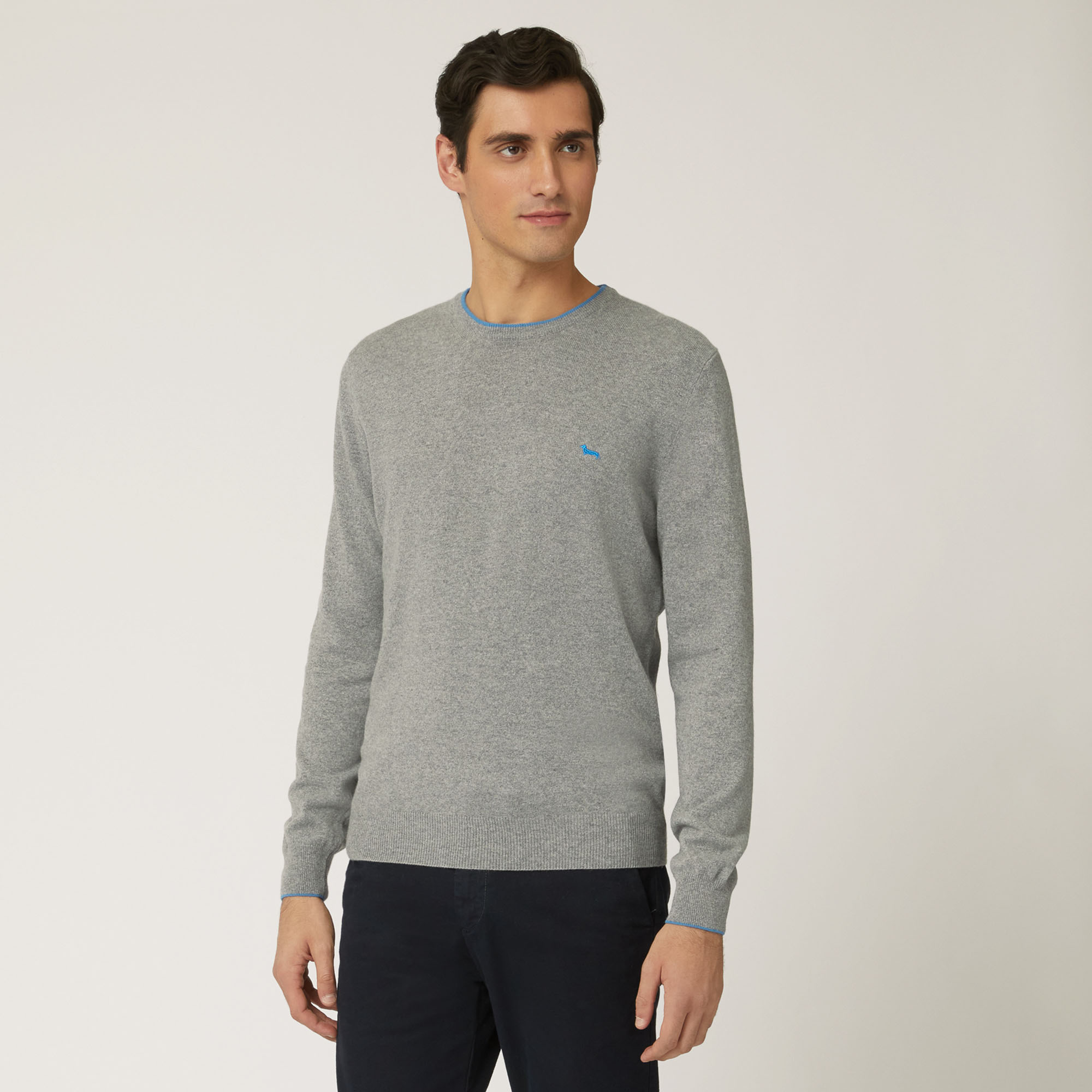 Wool And Viscose Crew-Neck Pullover, Gray, large