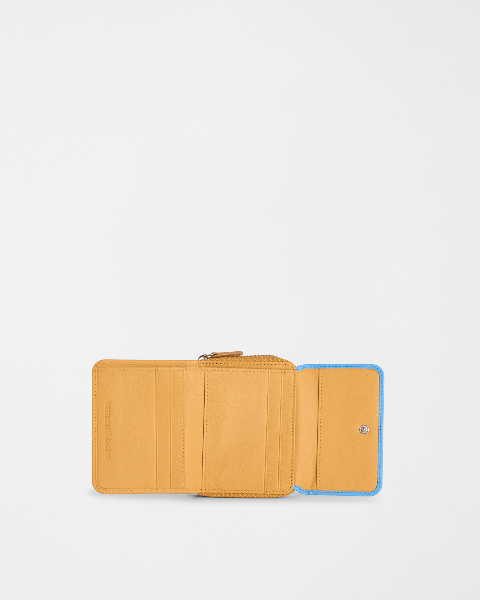 Compact leather wallet, Blue, large image number 2