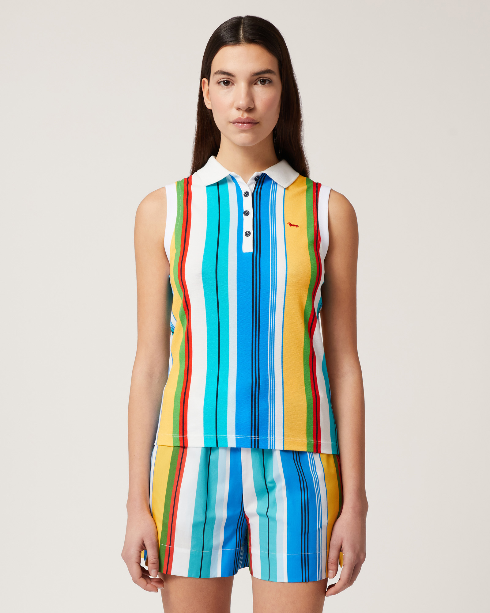 Multicolored Sleeveless Polo