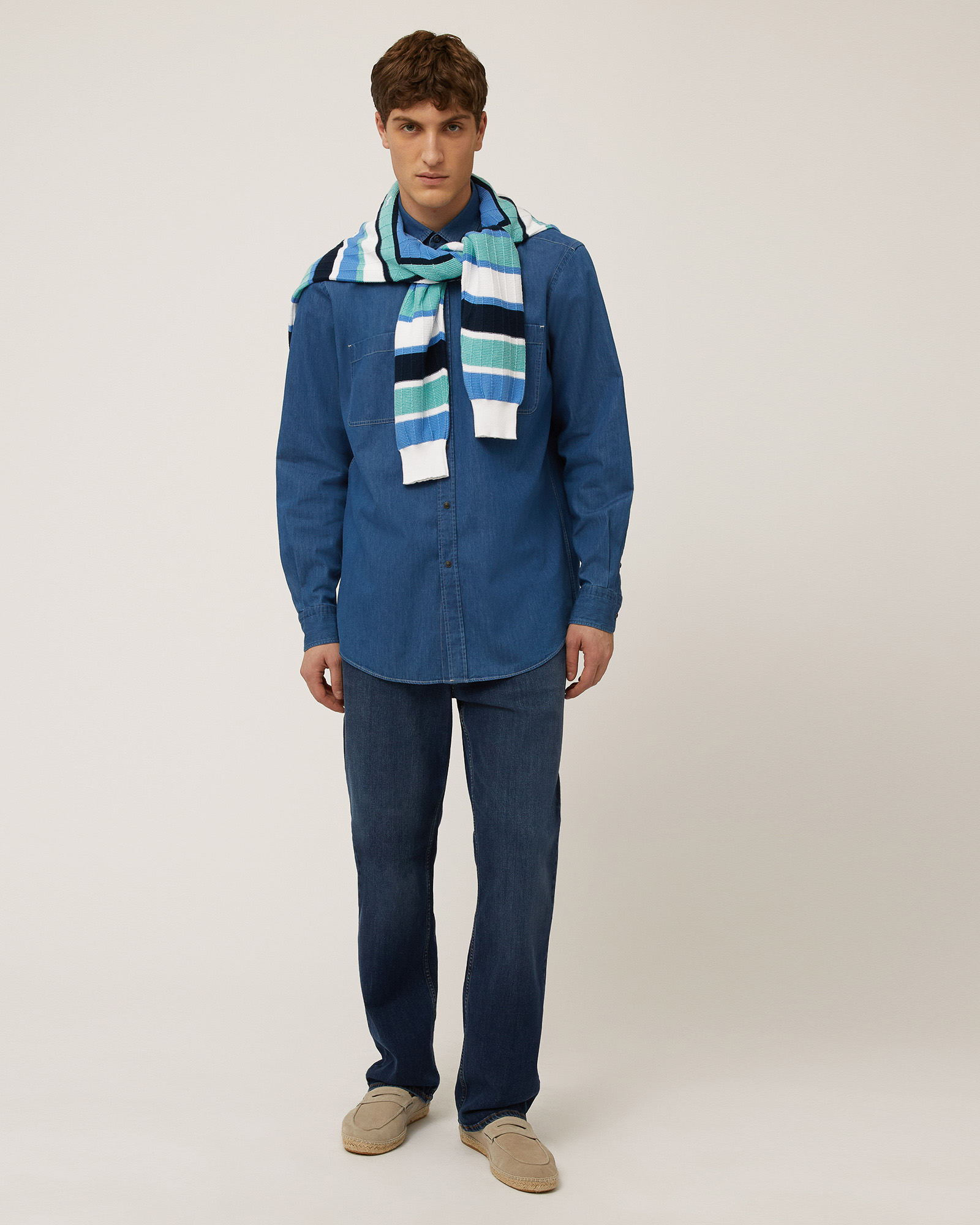 Denim Shirt with Dachshund, Denim Blue, large image number 3