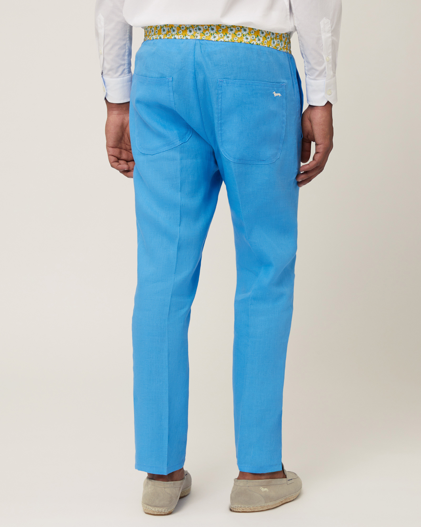 Linen Pants with Daisies, Light Blue, large image number 1