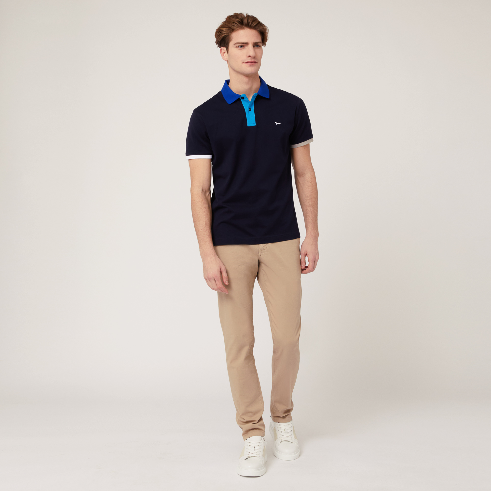 Baumwoll-Poloshirt mit Kontrastfarben, Blau, large image number 3