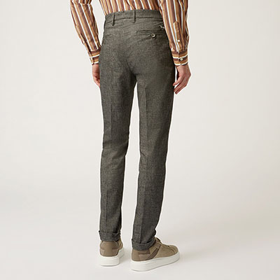 Slim-Fit Salt And Pepper-Effect Chinos