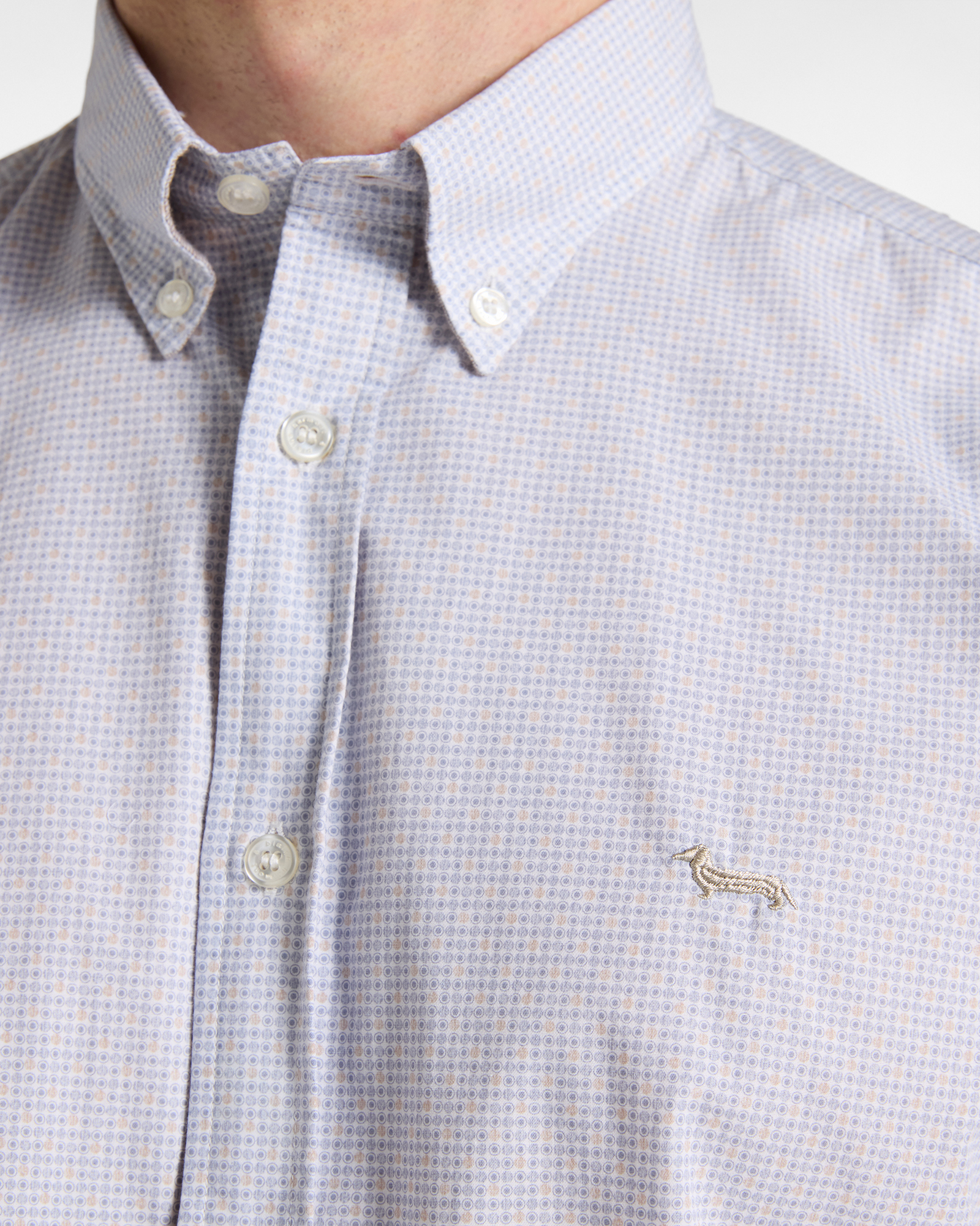 Men&rsquo;s cotton poplin shirt with micro-print, GRAY, large