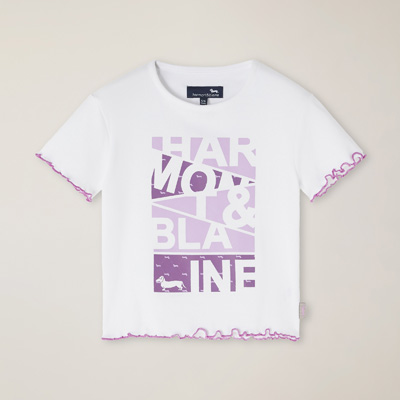 T-Shirt In Costina Con Stampa Logo