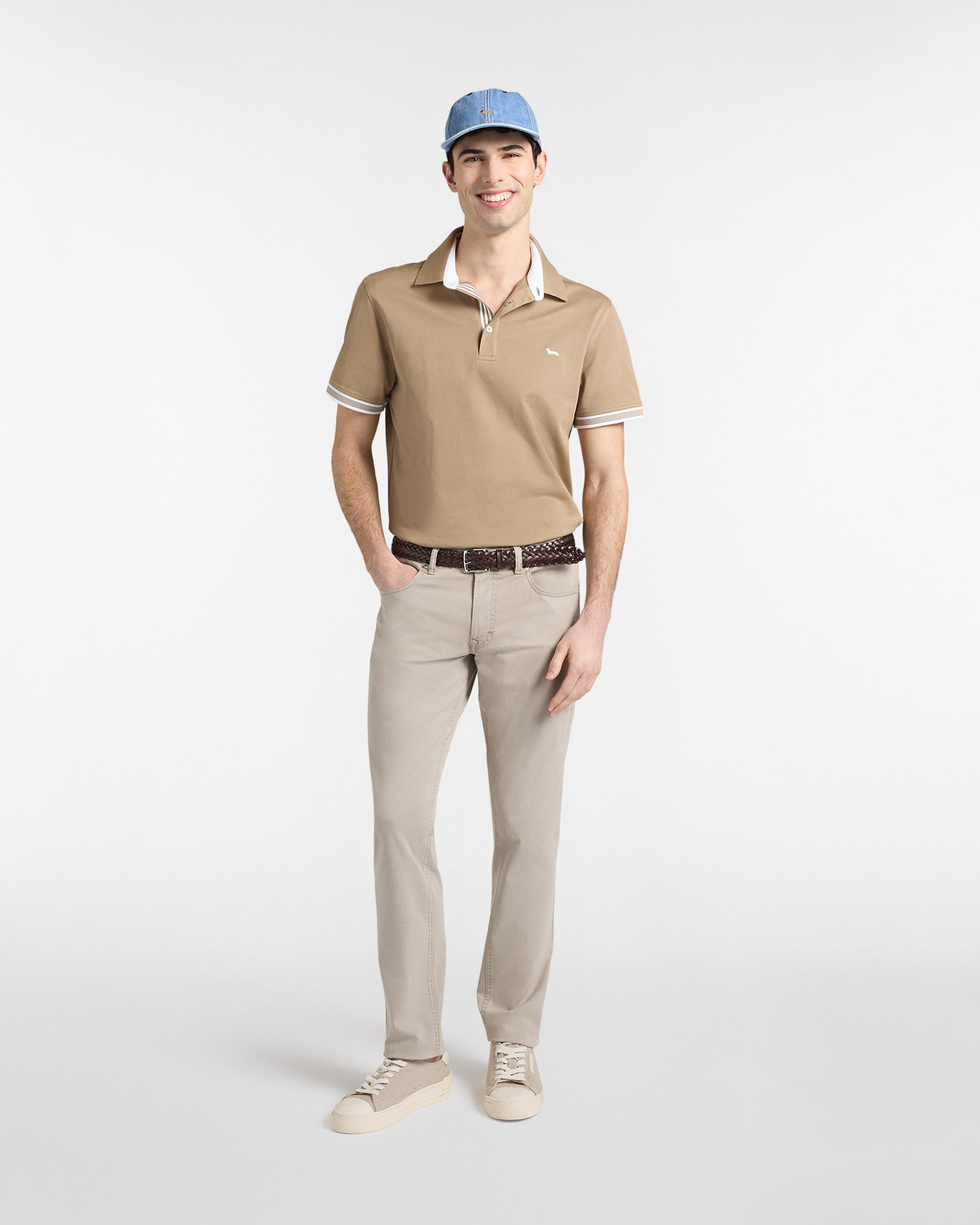 Men's polo shirt with striped hems in piqu&eacute;, Gray, large image number 3