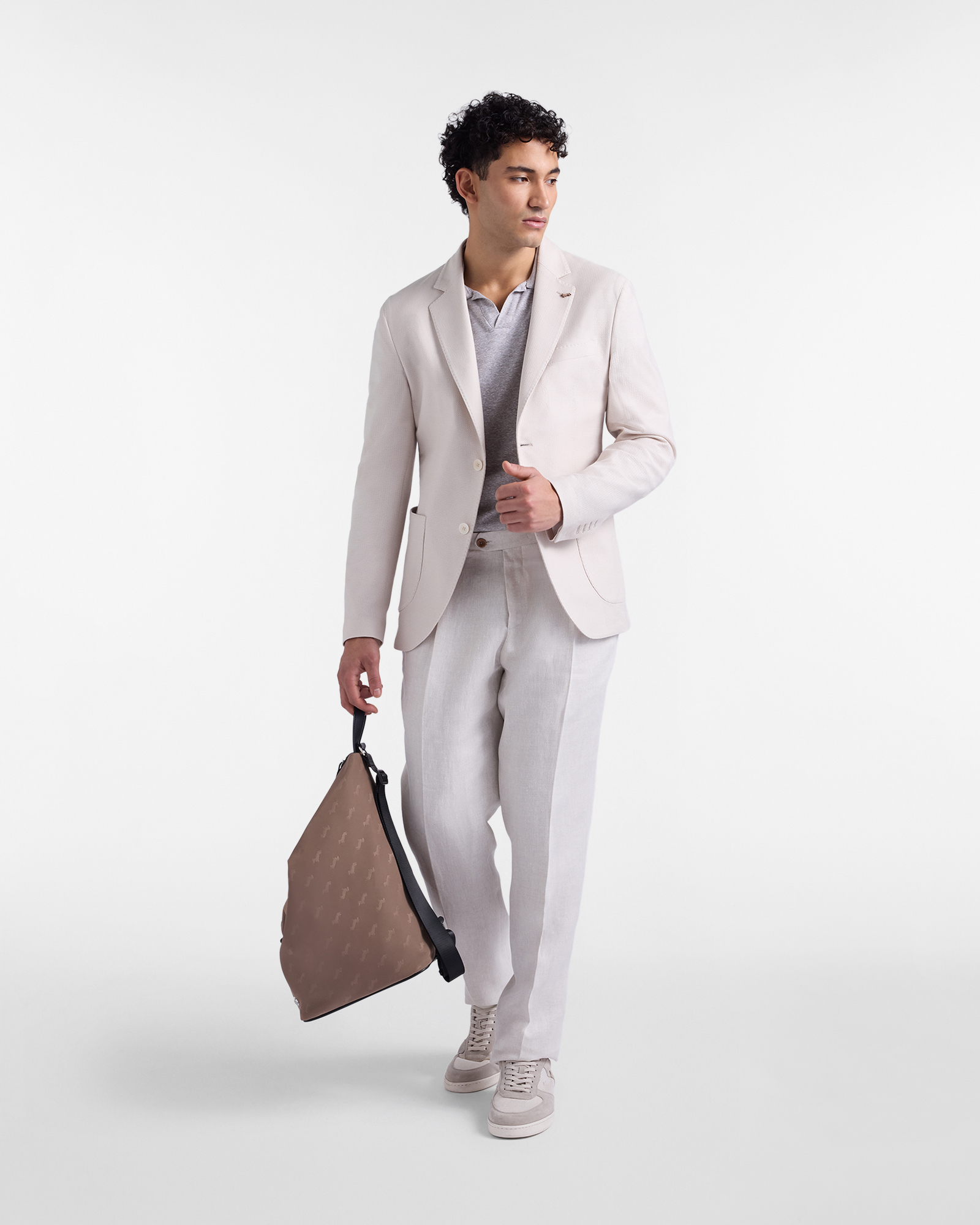 Men's Craftsmanship in Color leno weave jacket, Beige, large image number 3