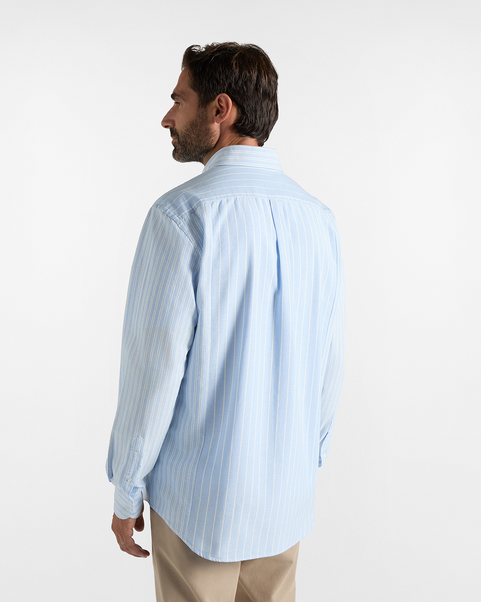 Camisa de hombre en tejido oxford org&aacute;nico de rayas Classic Fit, SKY, large