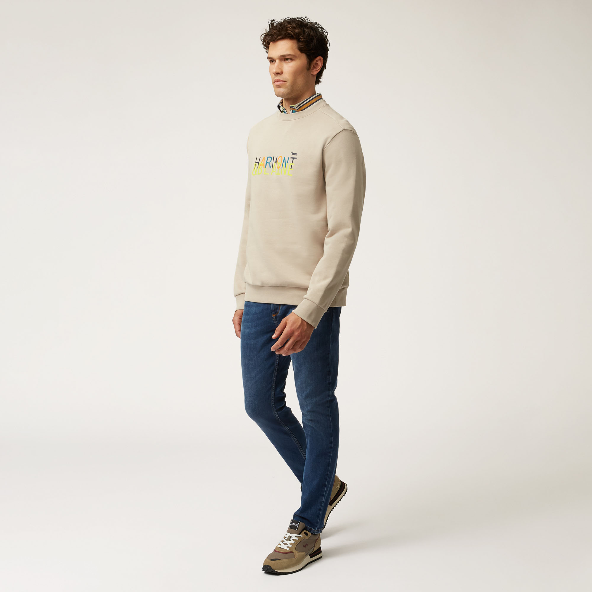 Elevate Dutility Crew-Neck Sweatshirt With Logo Print, Beige, large image number 3