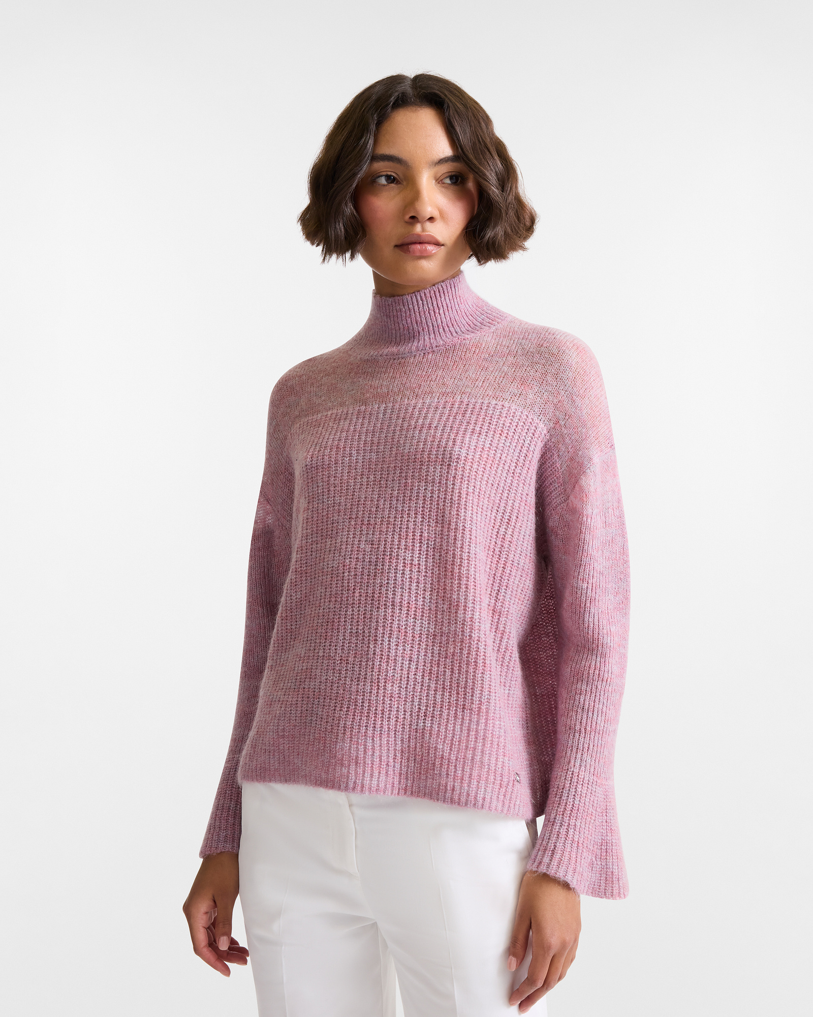 Jersey de Cuello Alto Mezcla de Lana