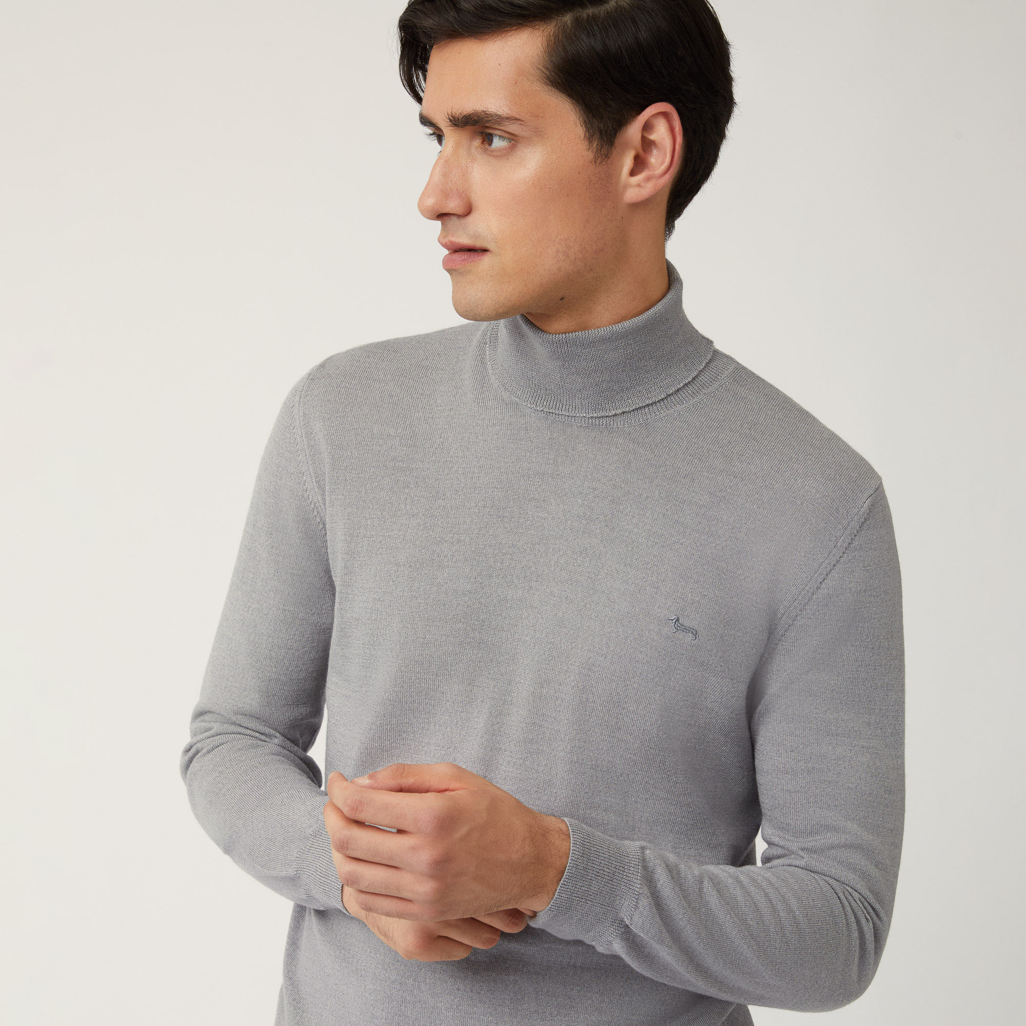 Merino Wool Turtleneck, Gray, large image number 2
