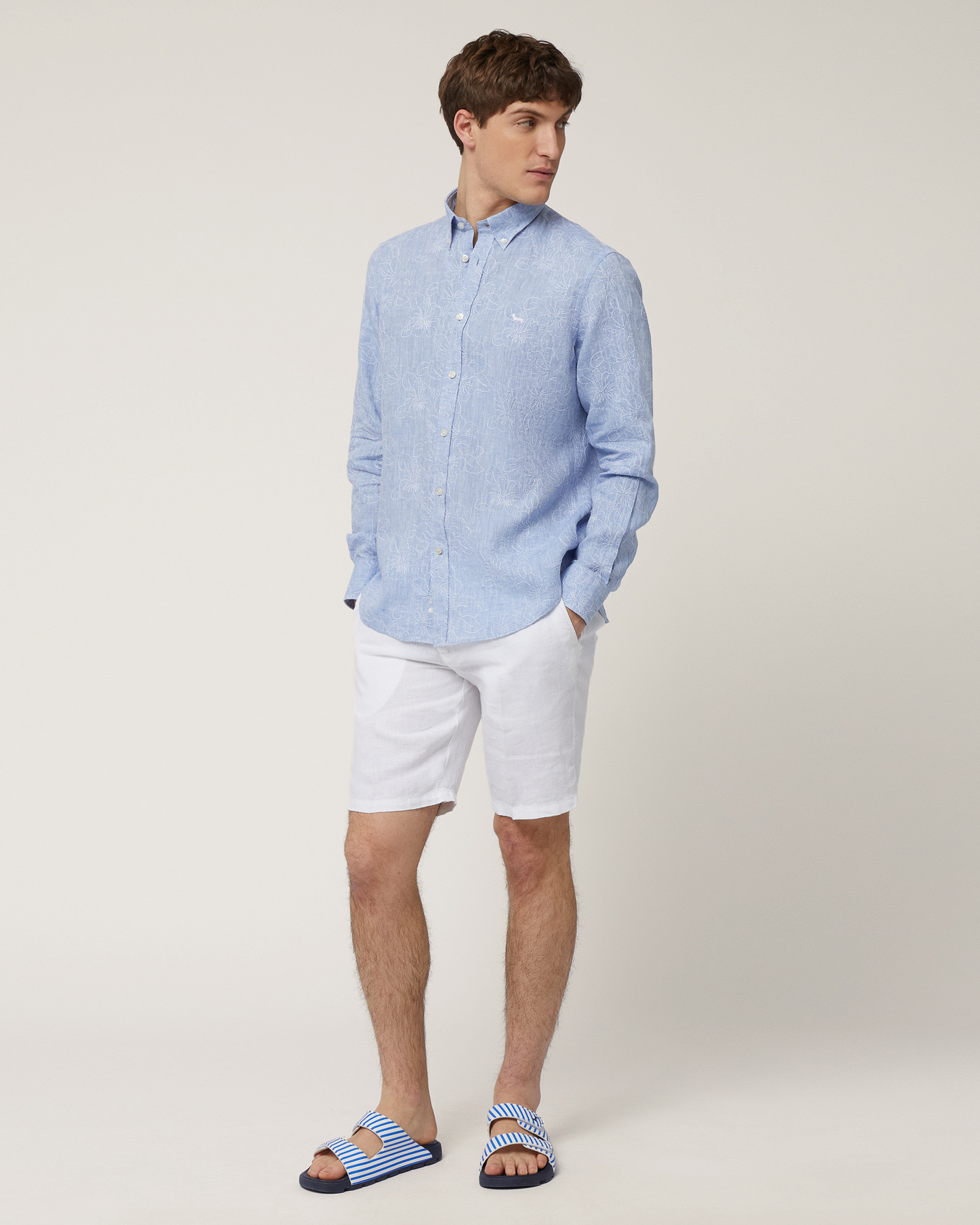 Pure Linen Shirt, Navy Blue, large image number 3
