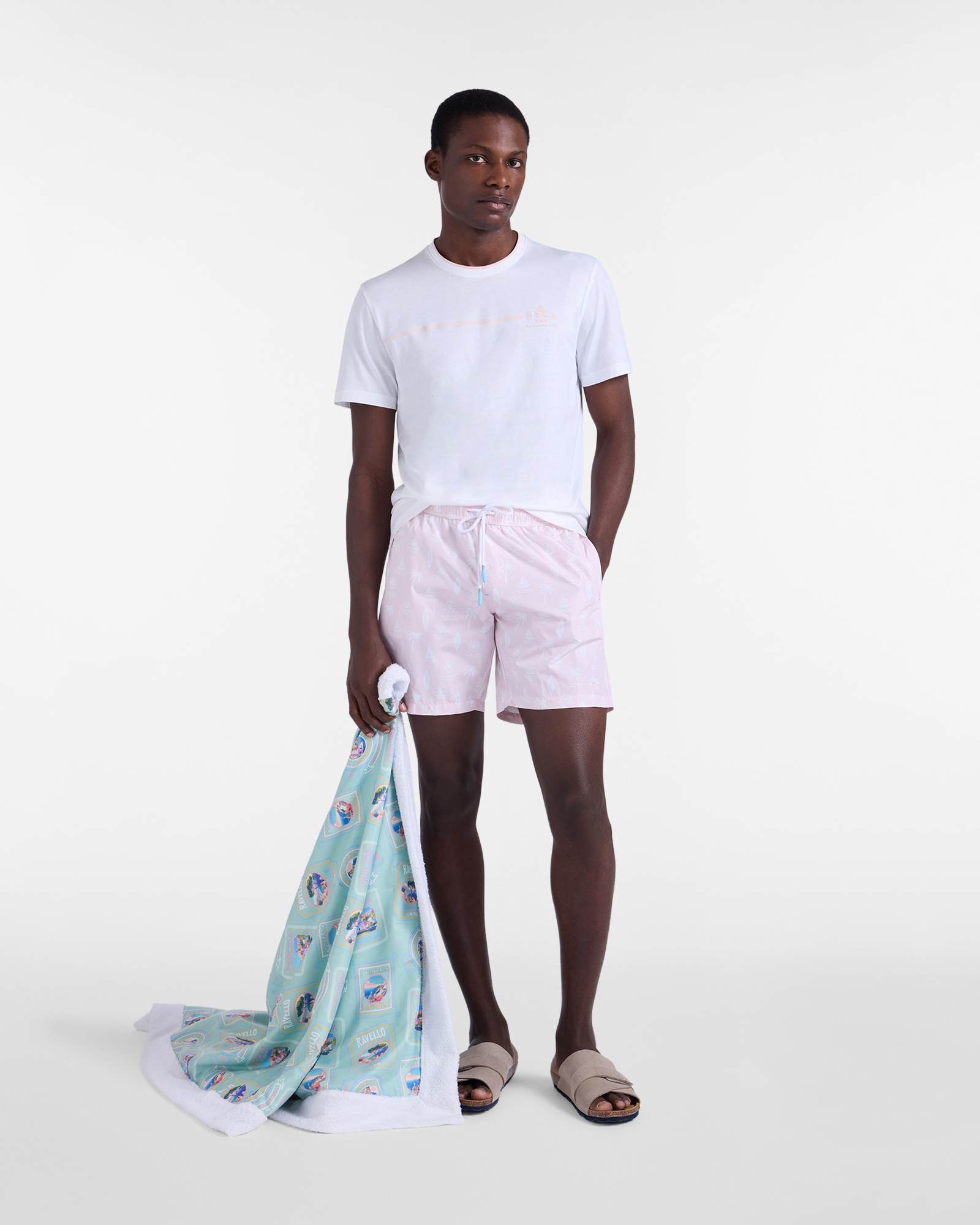 Men's T-shirt with a sea theme print, Red, large image number 3