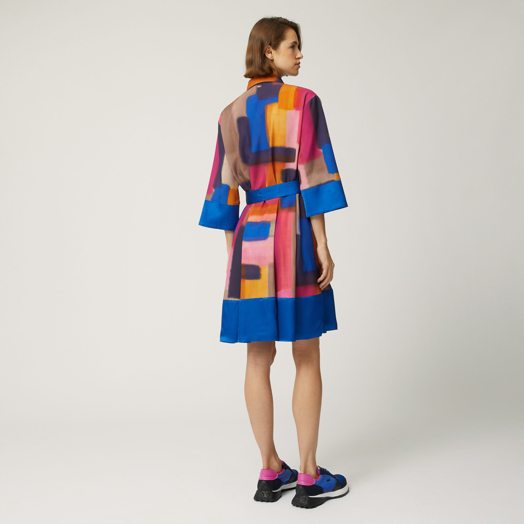 Short Dress With Brushstroke Print, Fuchsia, large image number 1