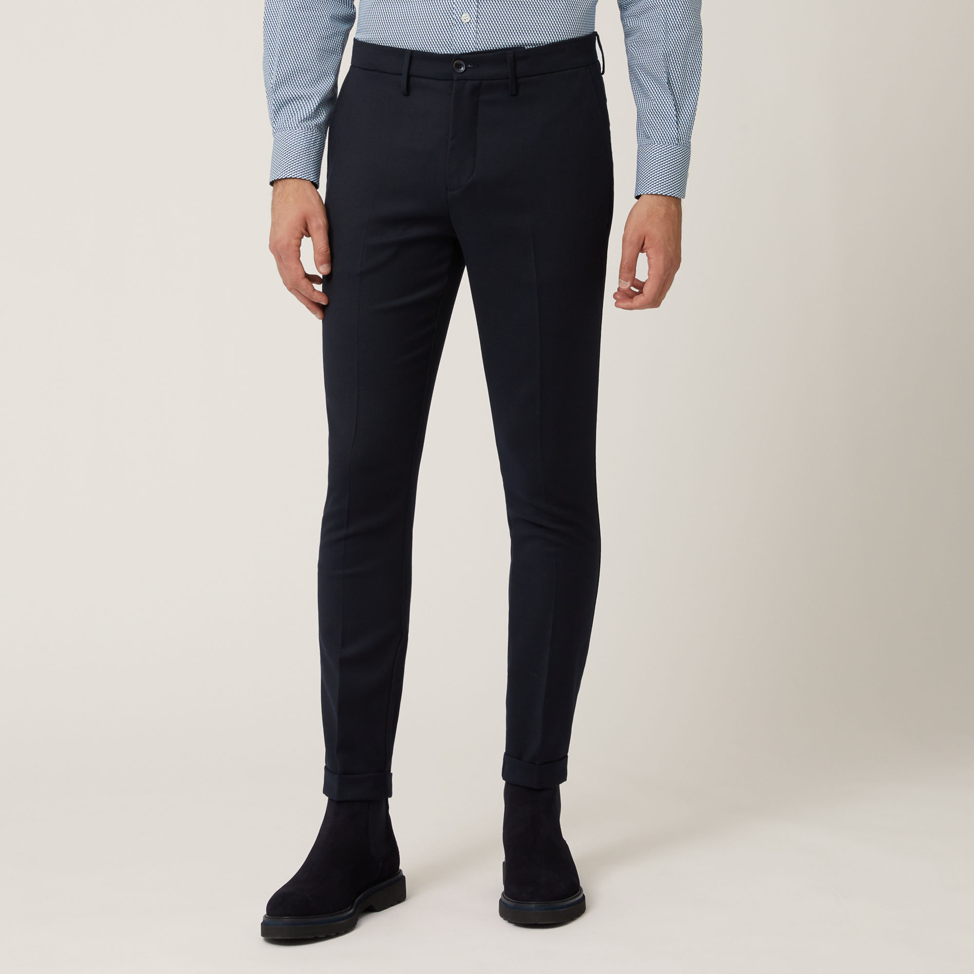 Slim-Fit Wool-Blend Chinos in Blue: Luxury Italian Trousers
