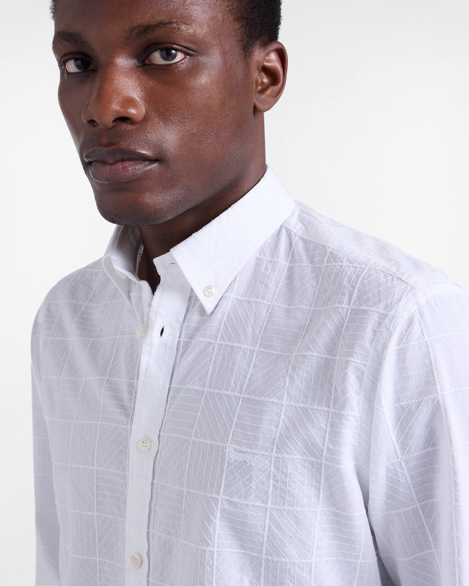 Embroidered check shirt, White, large image number 2