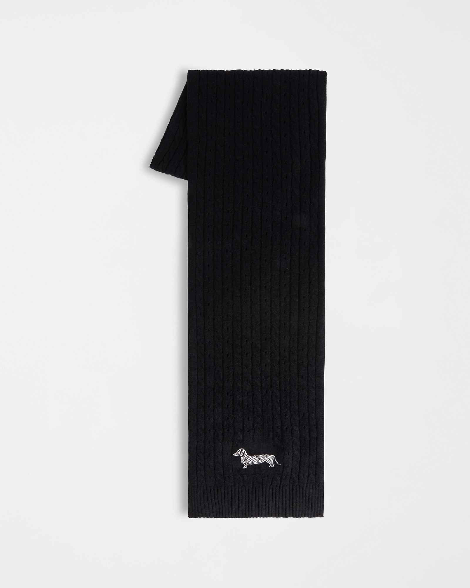 Scarf with Micro Stud Dachshund, Black, large