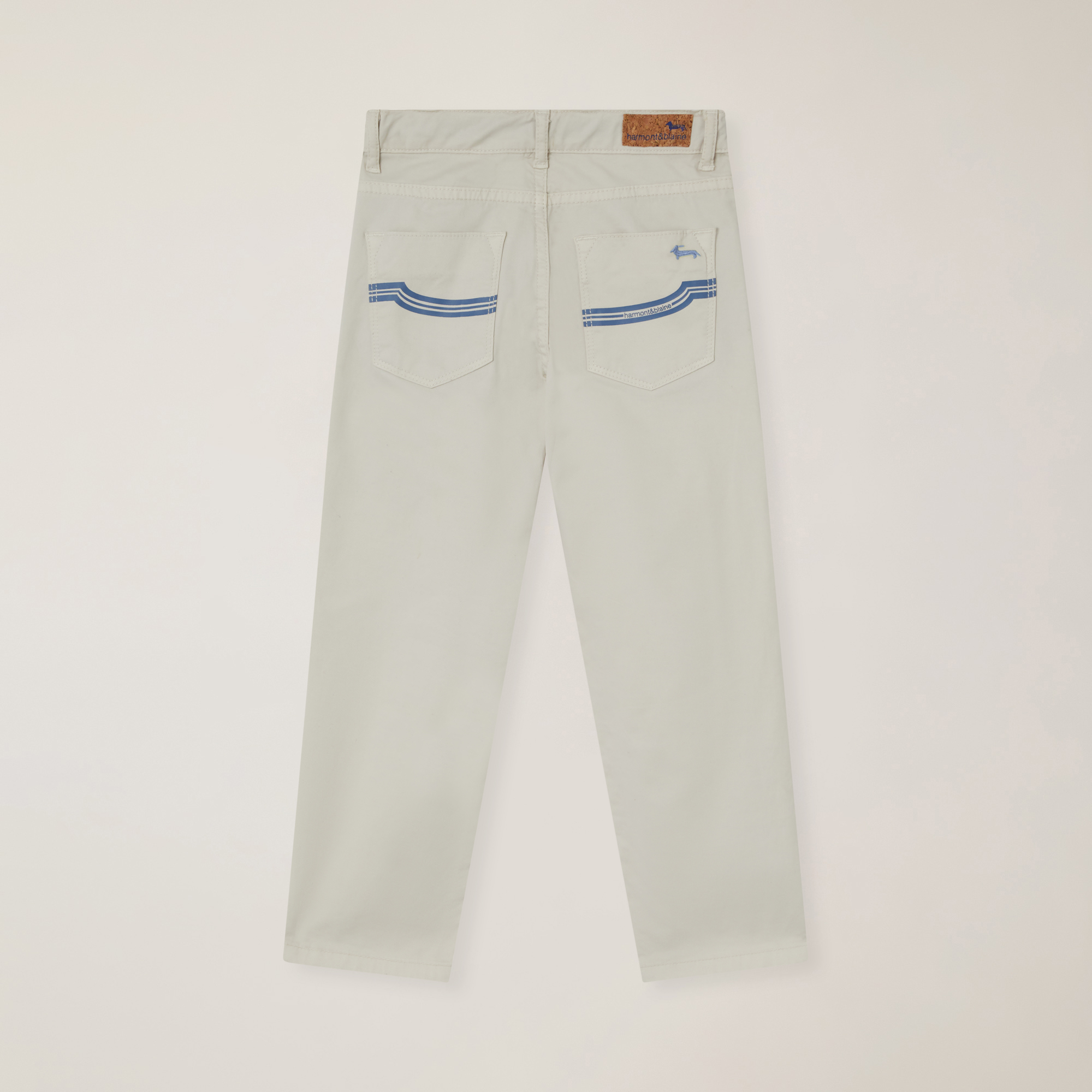Stretch gabardine 5-pocket pants with patch, Pearl Grey, large image number 1