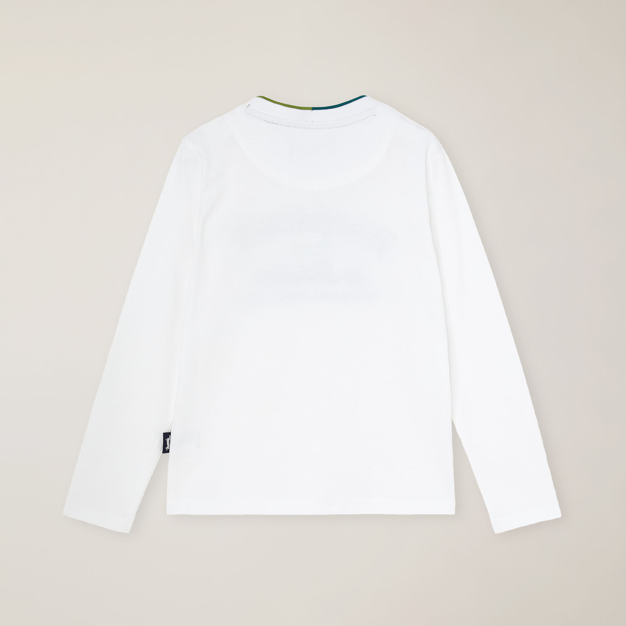 Crew-neck T-shirt with logo embroidery, White, large image number 1