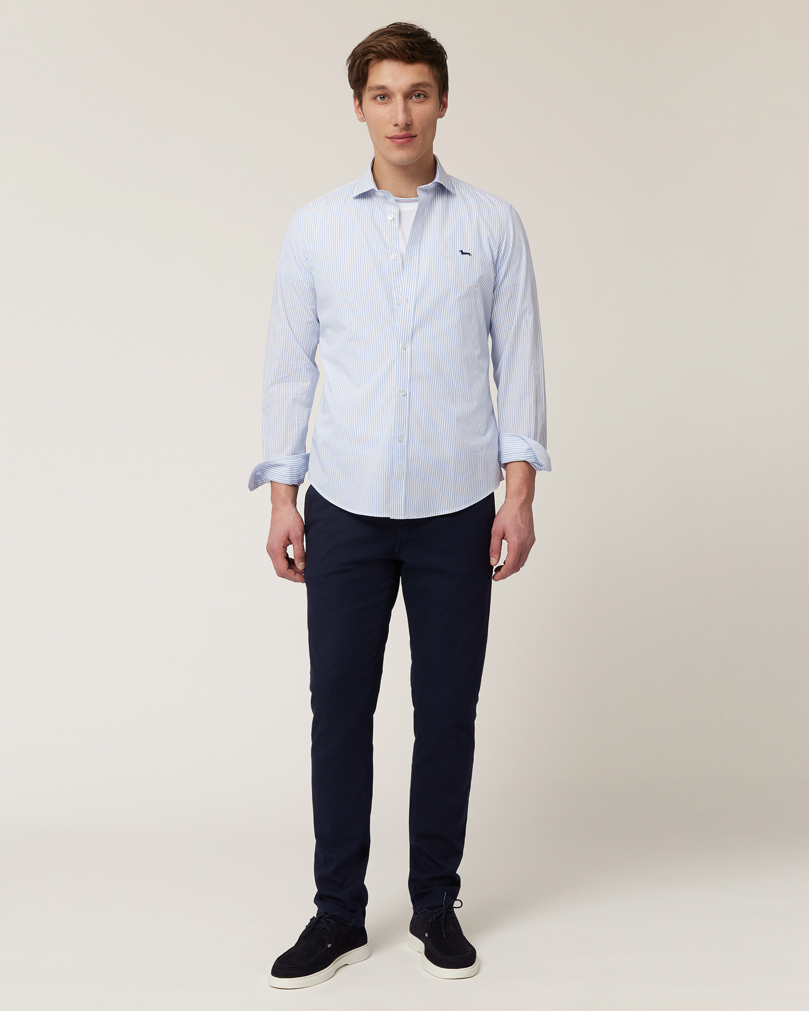 Camicia Rigata In Puro Cotone, Blu Sky, large image number 3