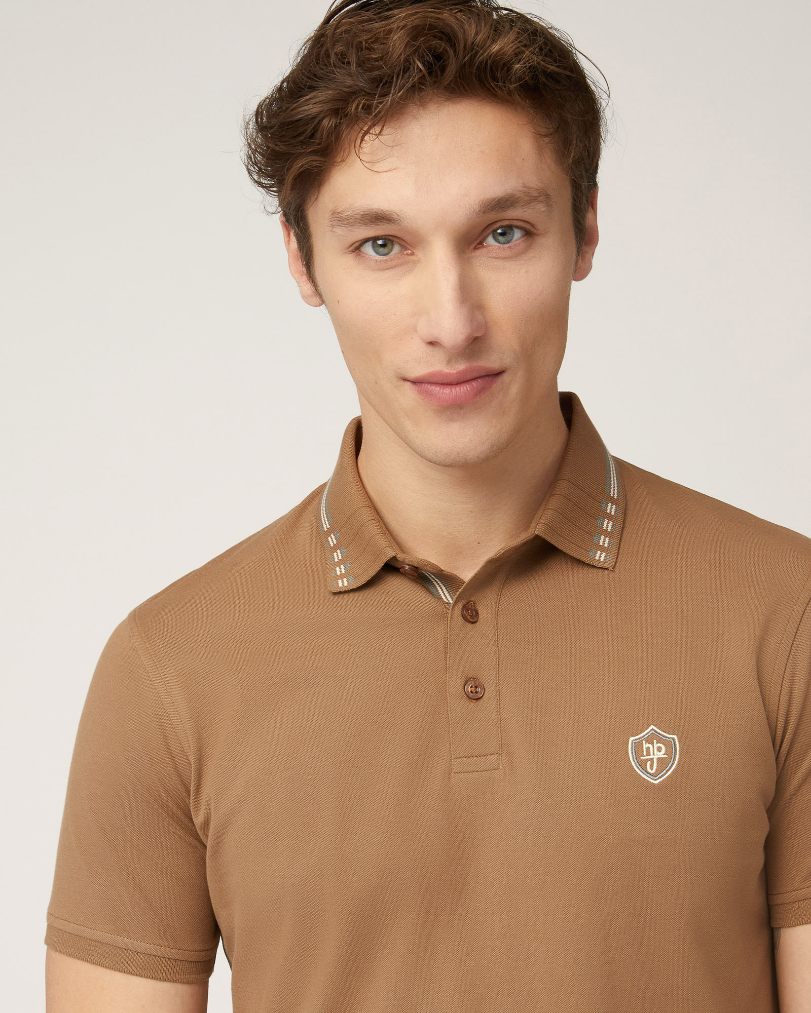 Polo with Branded Patch, Light Brown, large image number 2