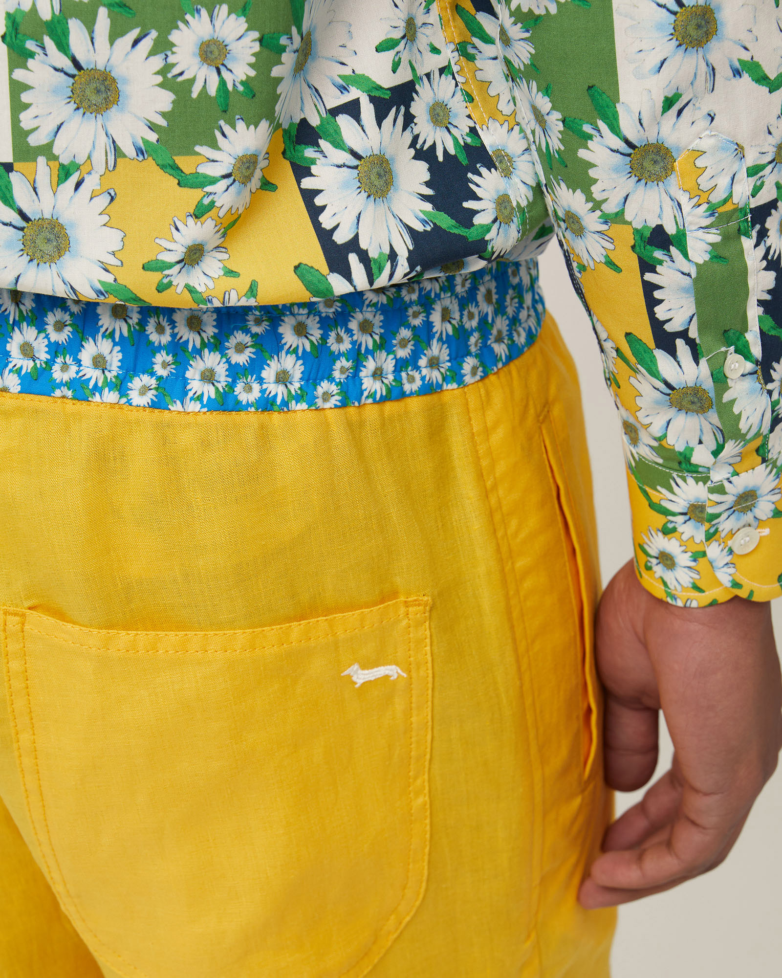 Linen Pants with Daisies, Canary Yellow, large image number 2