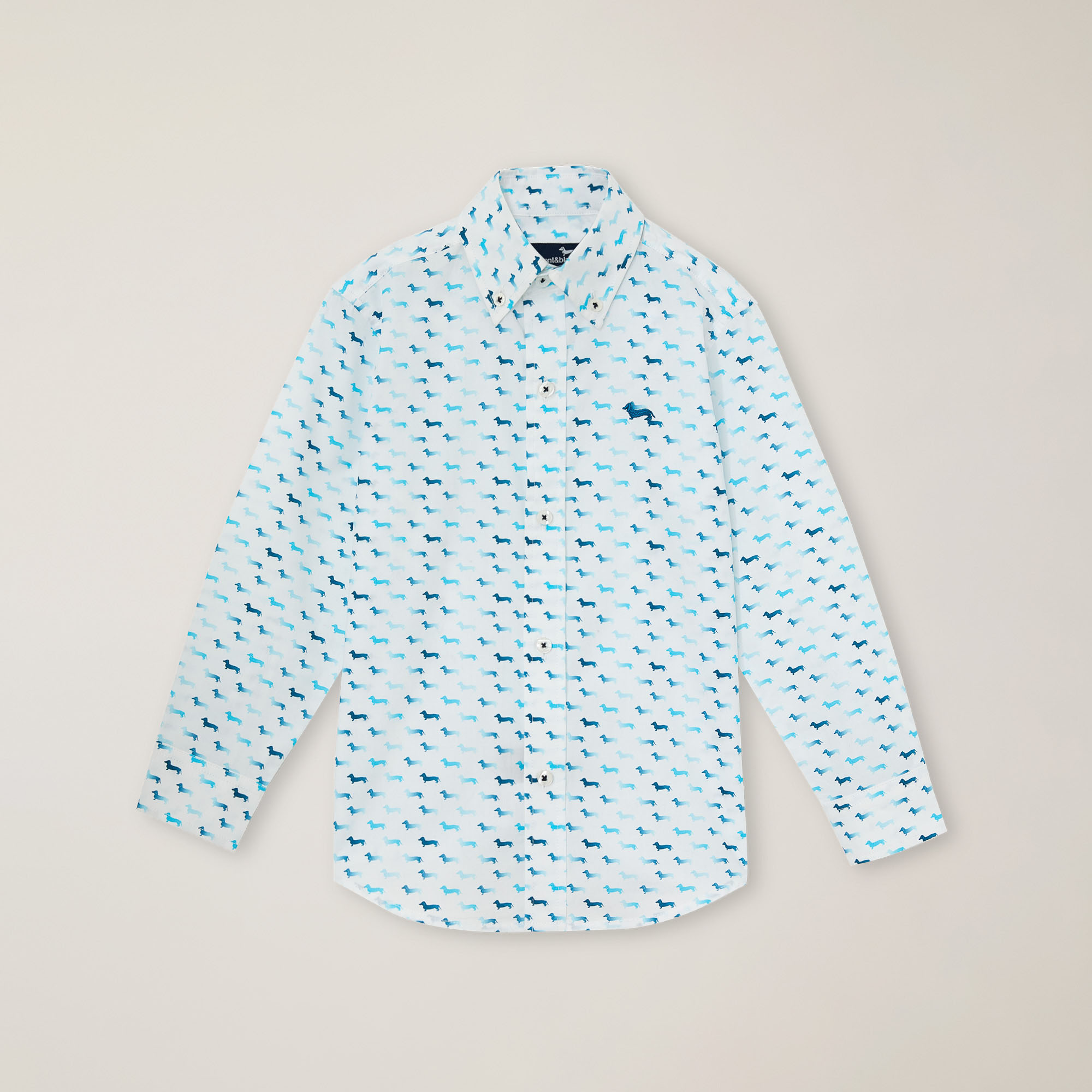 Chemise avec logo imprimé all-over, Bleu clair, large image number 0