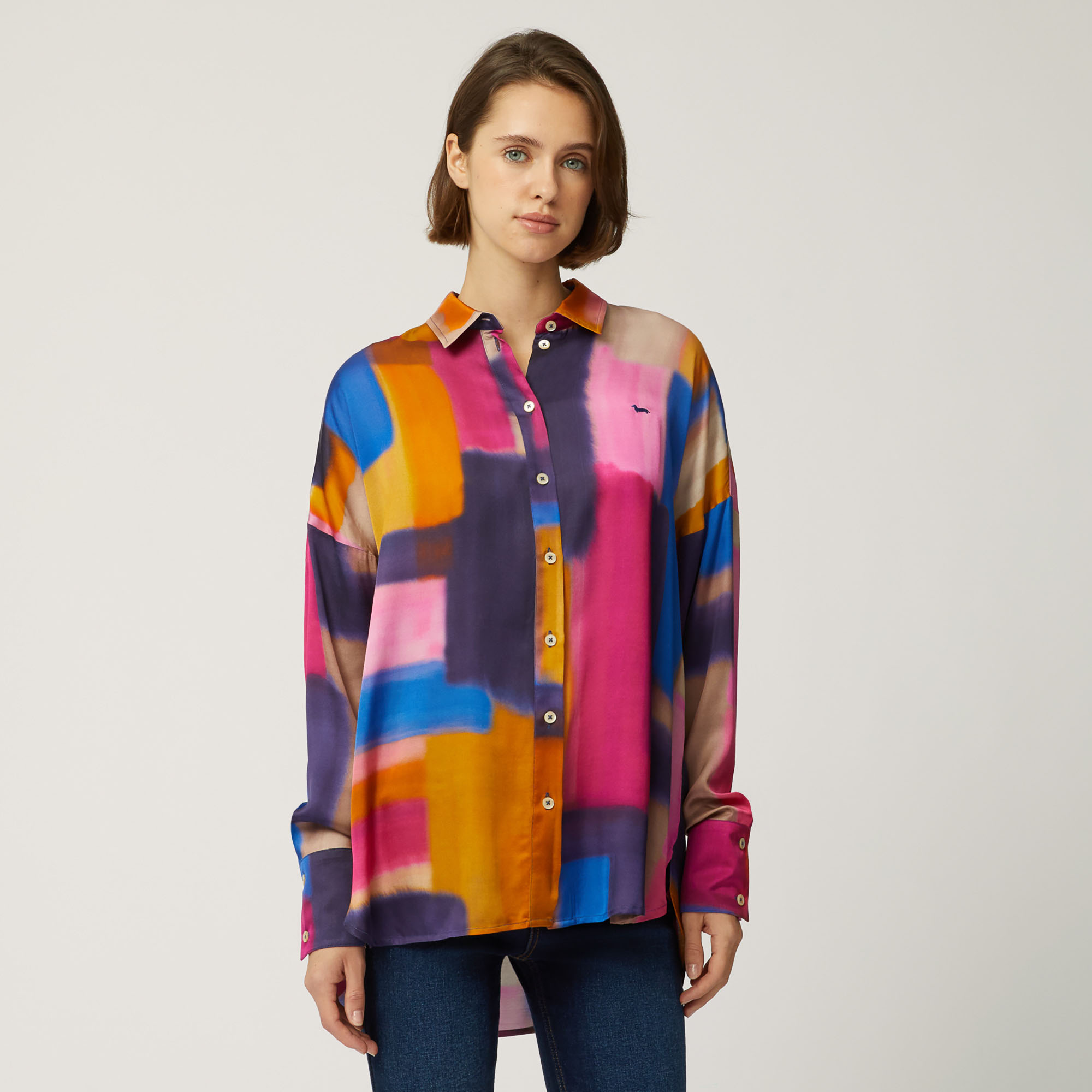 Art Academy Boxy Shirt With Brushstroke Print, Fuchsia, large image number 0