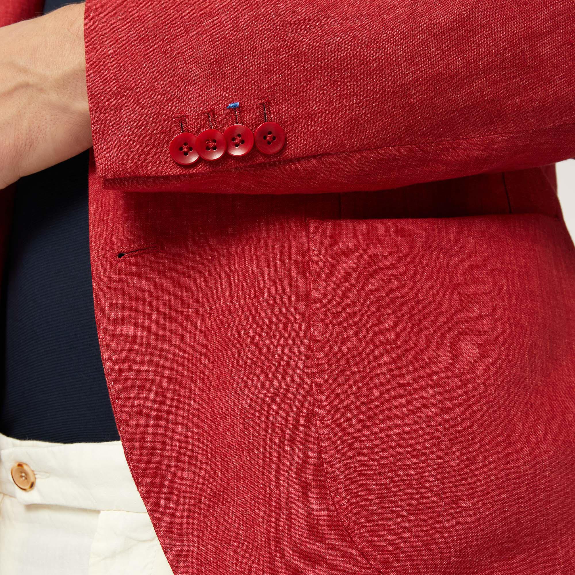 Chaqueta de lino con bolsillos, Rojo Claro, large image number 2