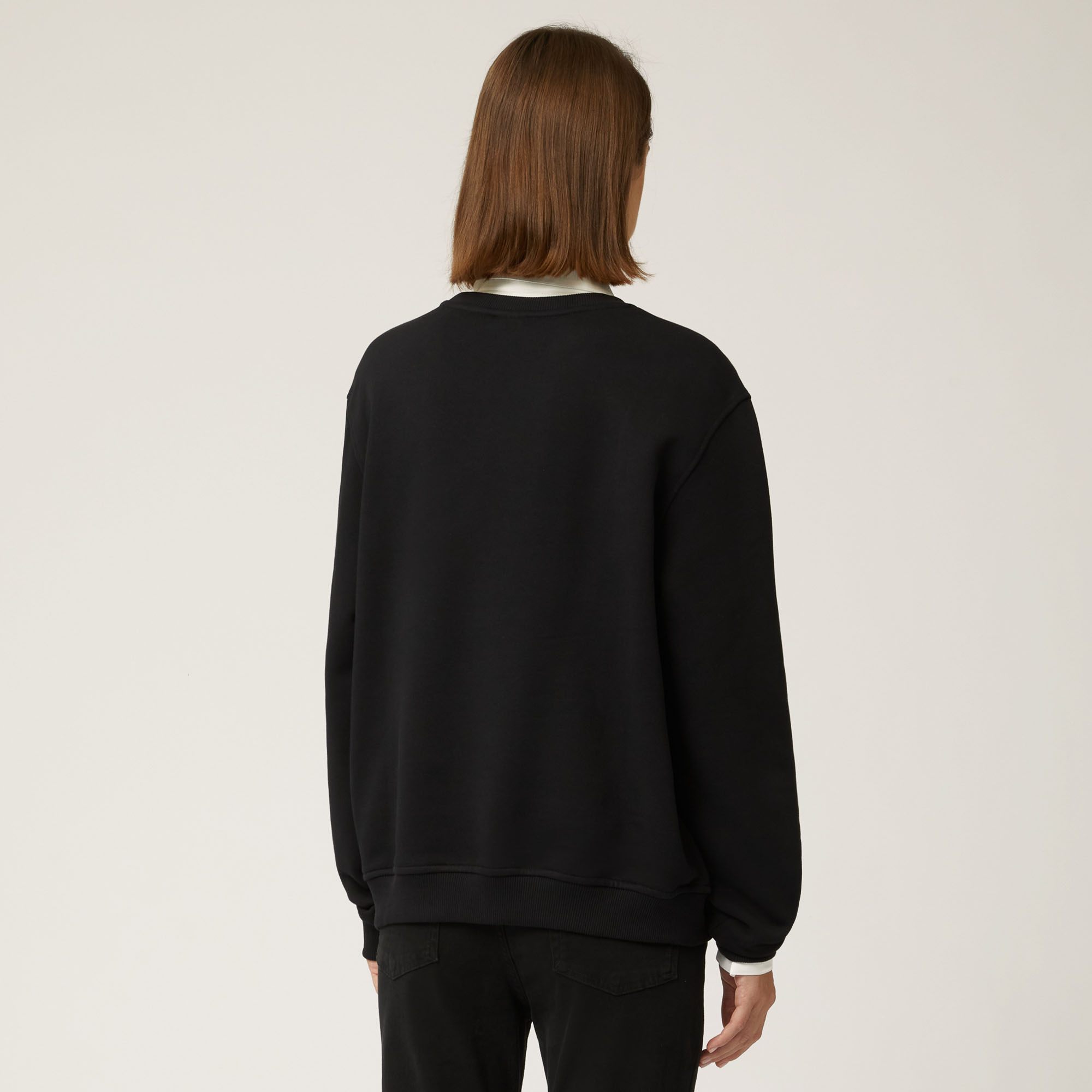 Sequined Dachshund Boxy Sweatshirt, Black, large image number 1