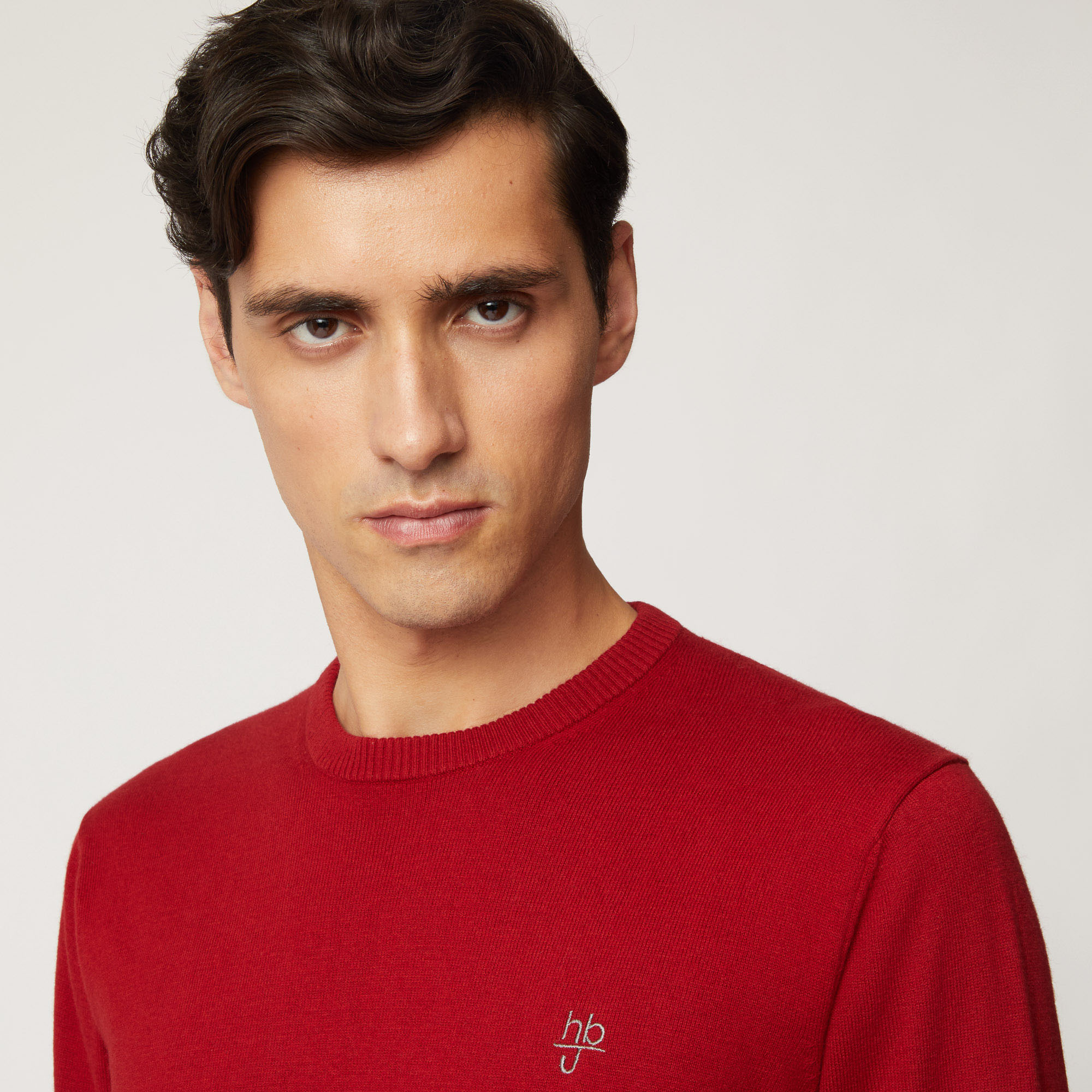 Pullover Girocollo Con Dettaglio A Contrasto Sui Polsi, Rosso, large image number 2