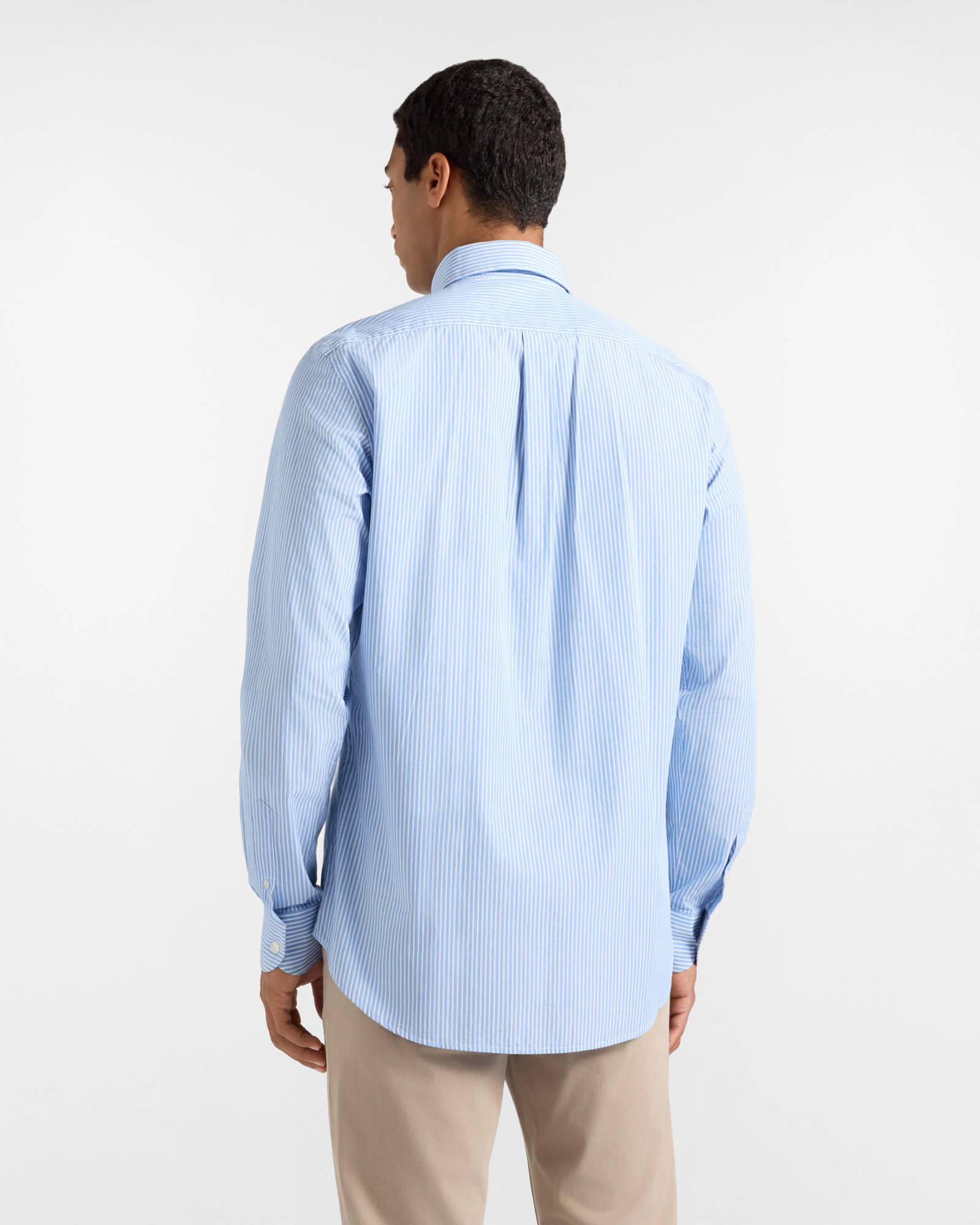 Men's regular-fit light  shirt with stripe on a ful yarn-dyed background, SKY, large image number 2