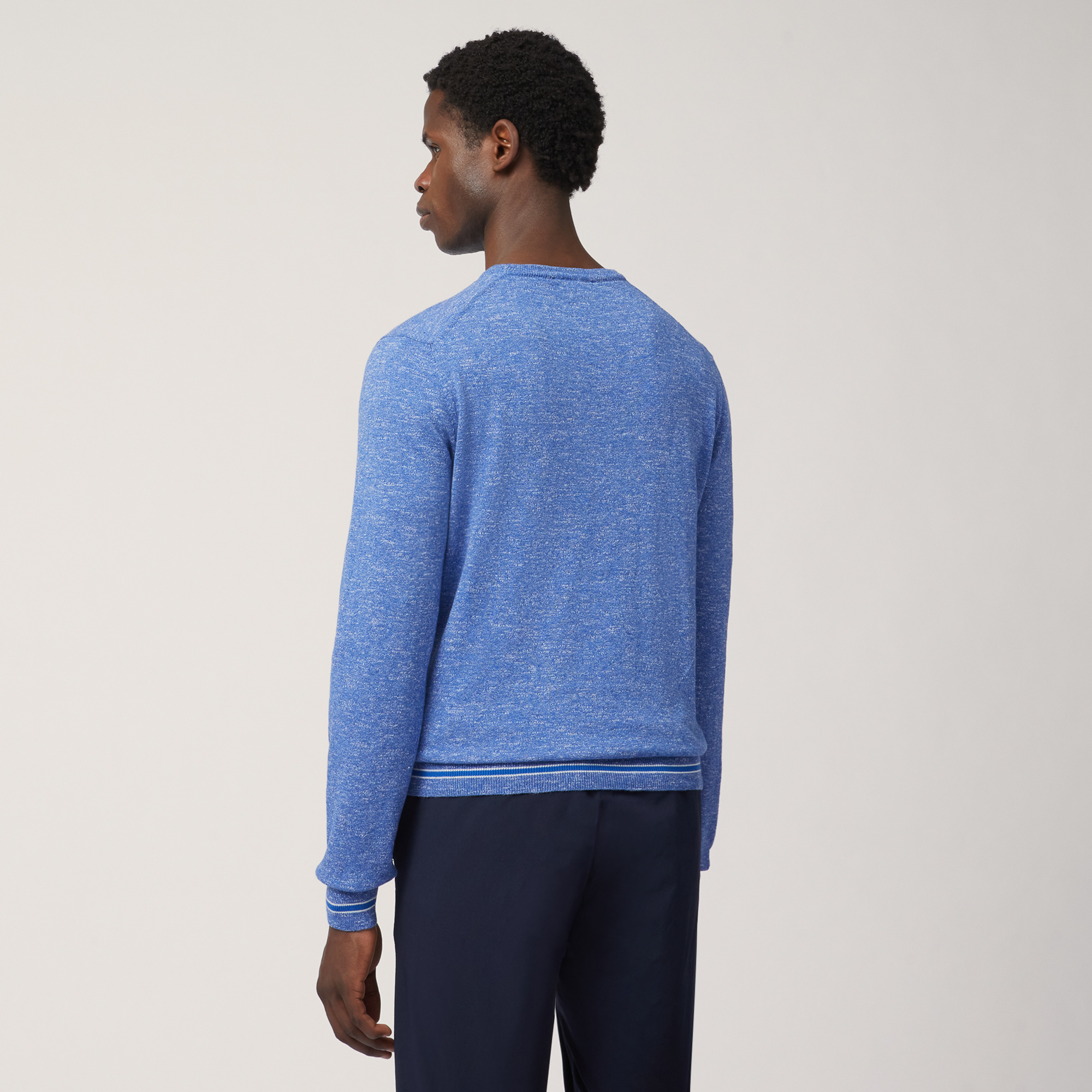 Cotton Blend Tweed Pullover, Light Blue, large image number 1