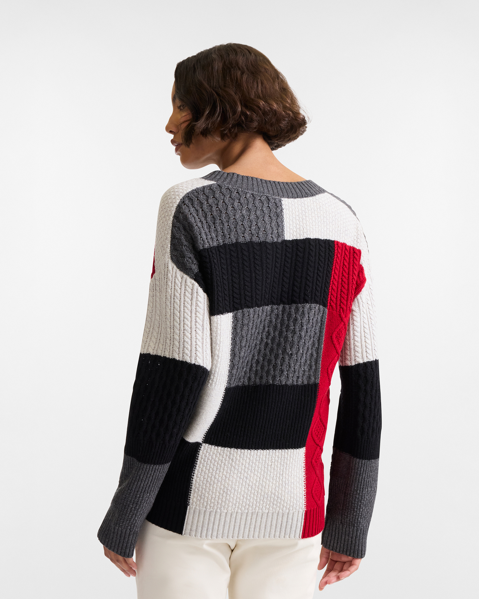 Maglia Patchwork Oversize con Escote en V