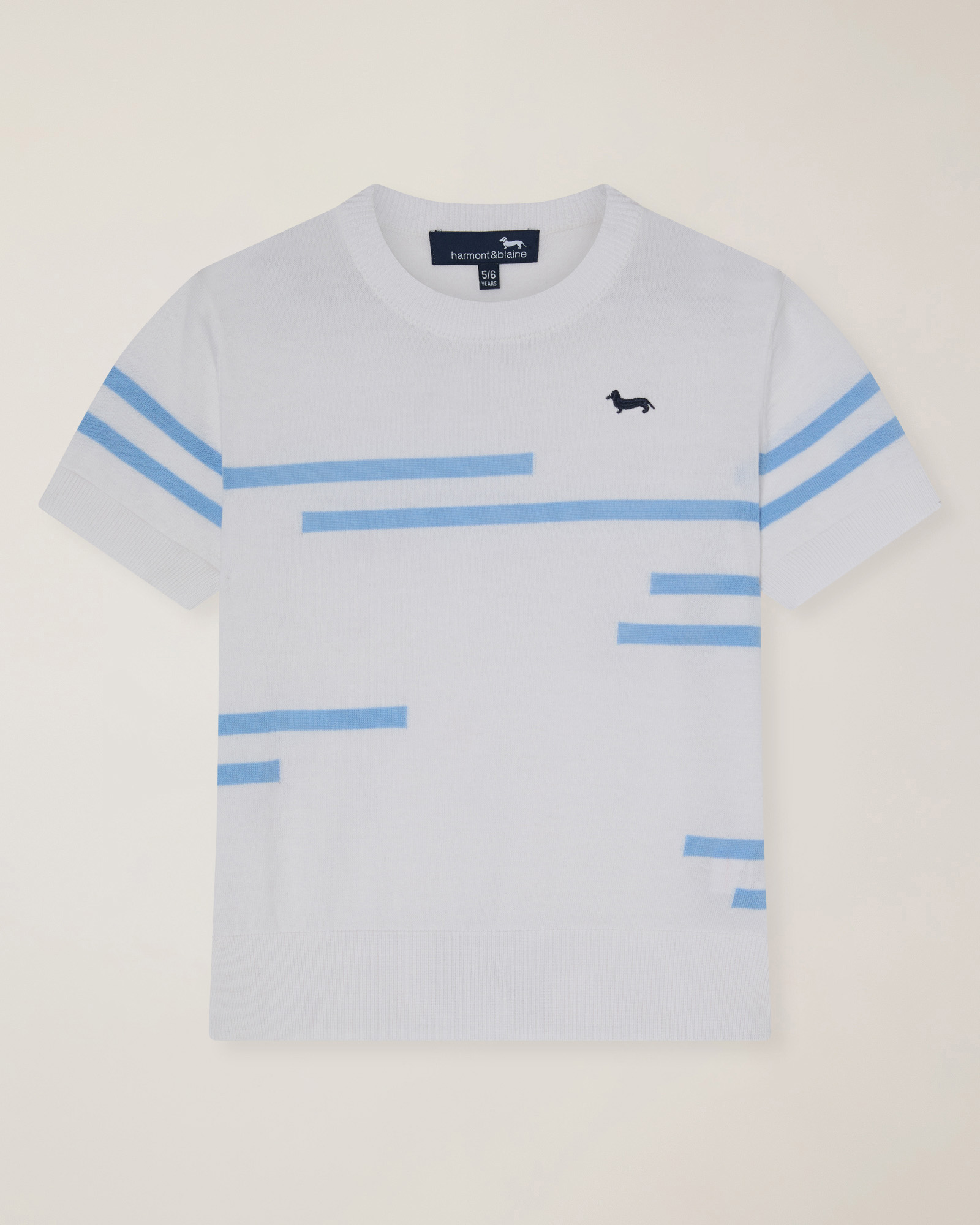 Short-sleeved crew neck , White, large image number 0