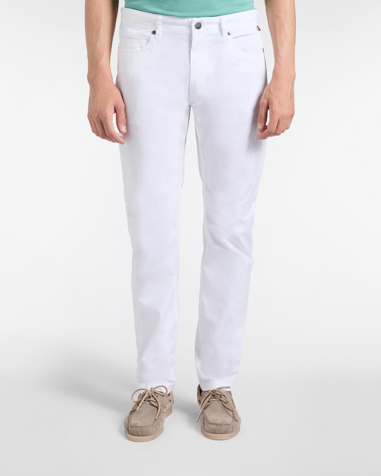 Pantalone Uomo Cinque Tasche in Light Twill Narrow Fit, Uomo, Bianco, Taglia: 44