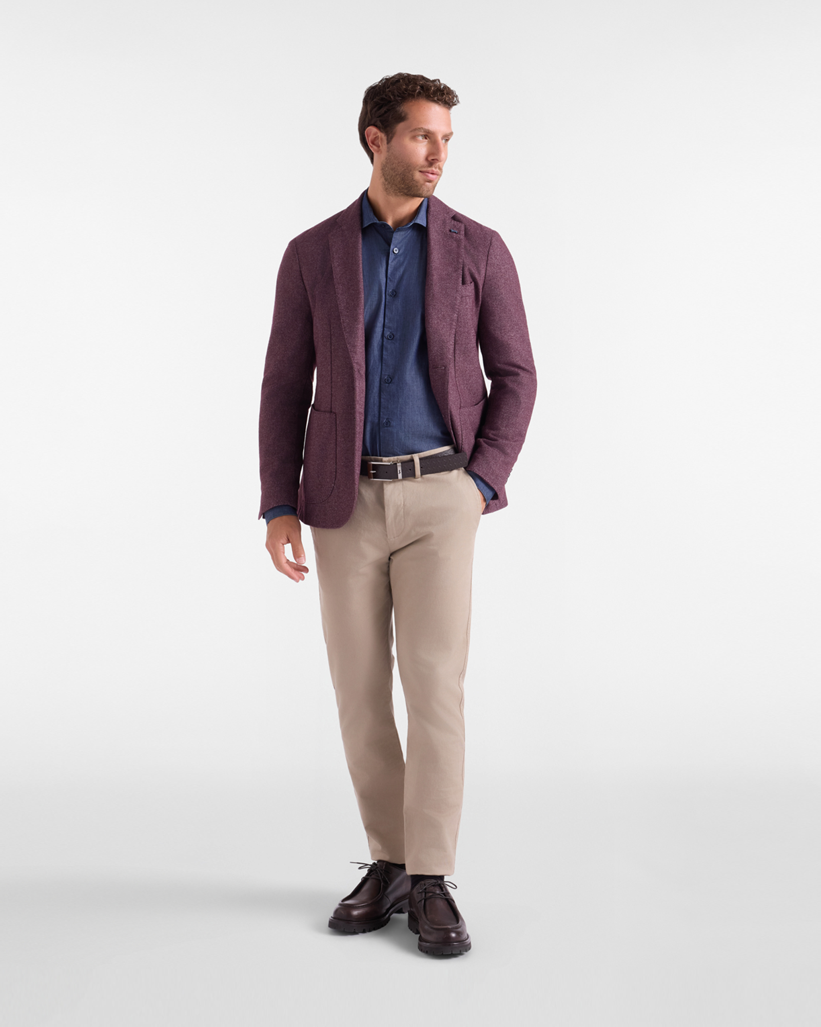 Men's narrow-fit dark  denim shirt with French collar, NAVY BLUE, large image number 3