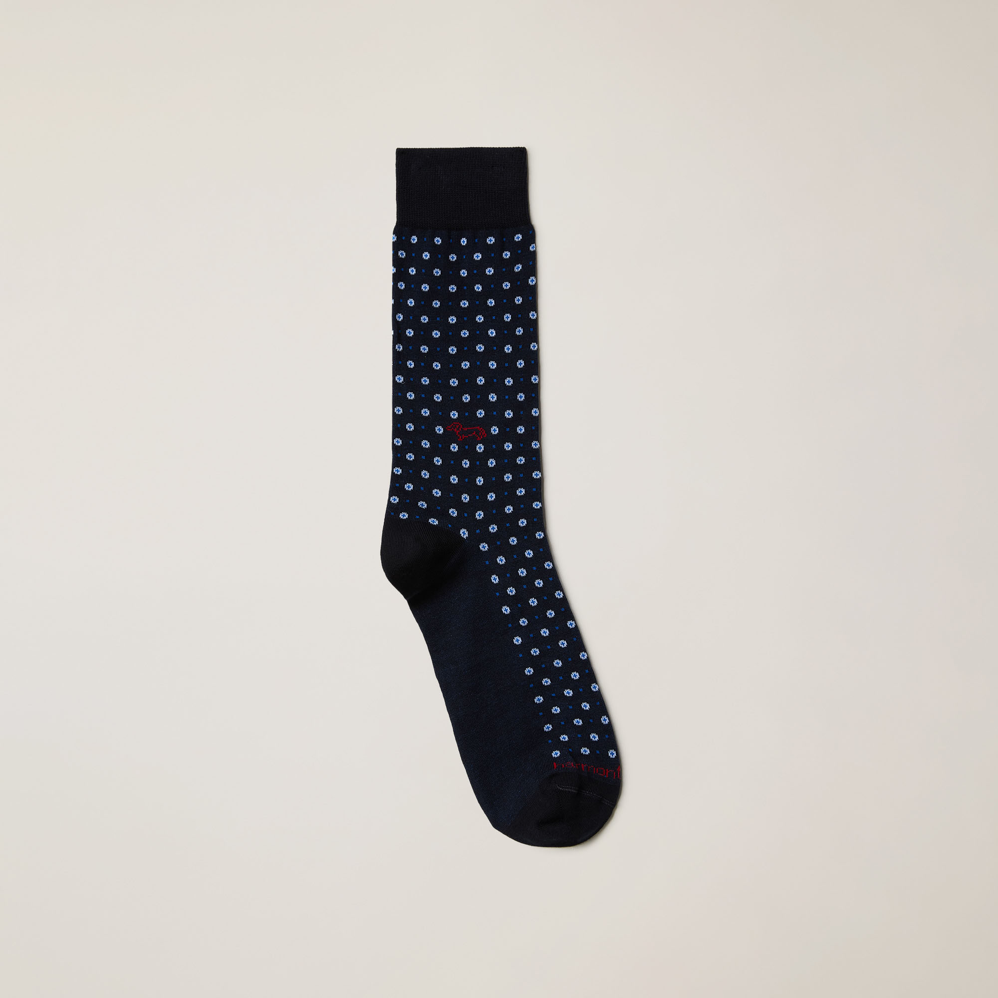 Short Socks With Micro Pattern All Over And Dachshunds, Blue, large