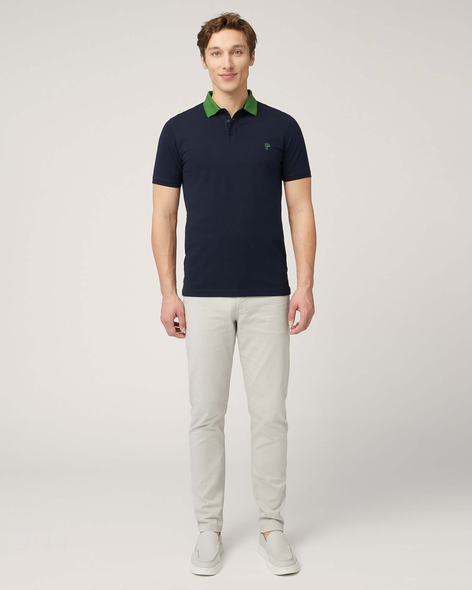 Polo with Contrasting 3D Collar, Dark Blue, large image number 3