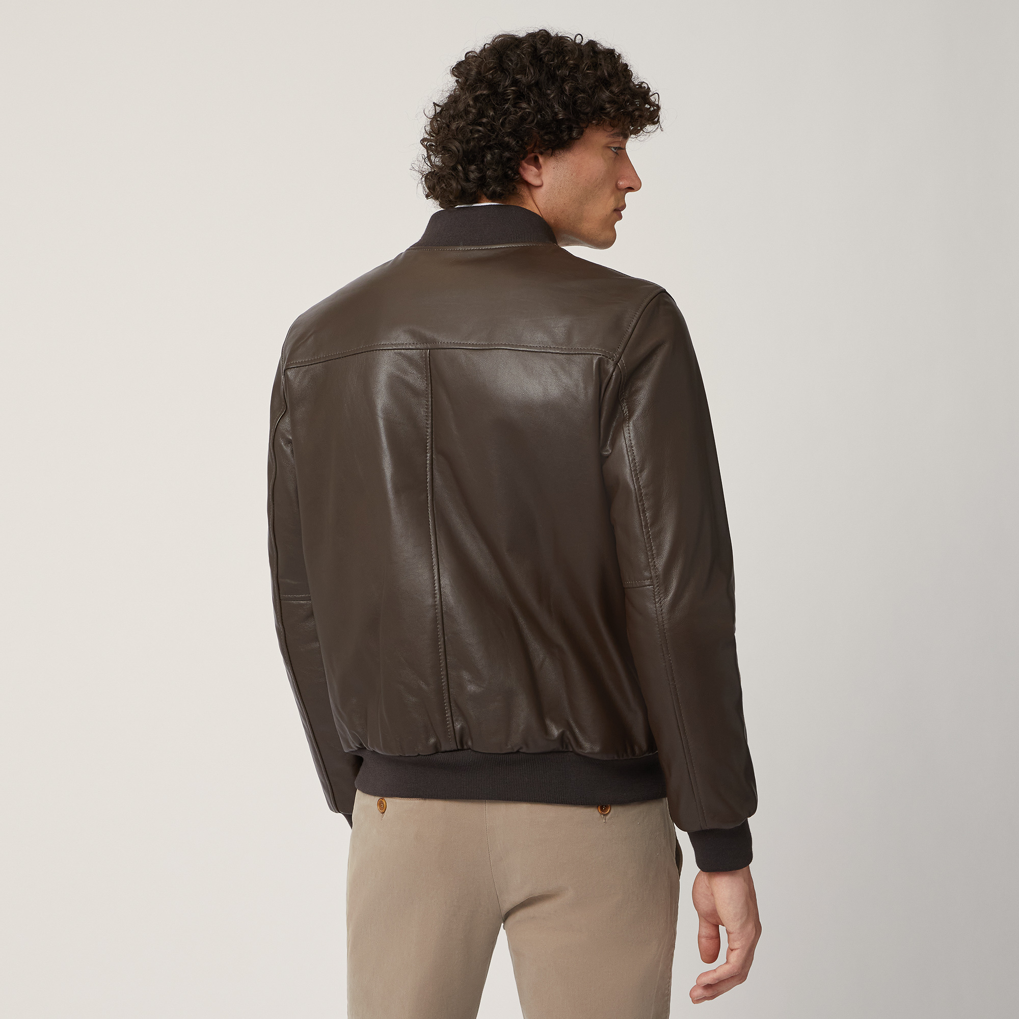 Reversible Nappa Leather Bomber Jacket Brown Size XXL