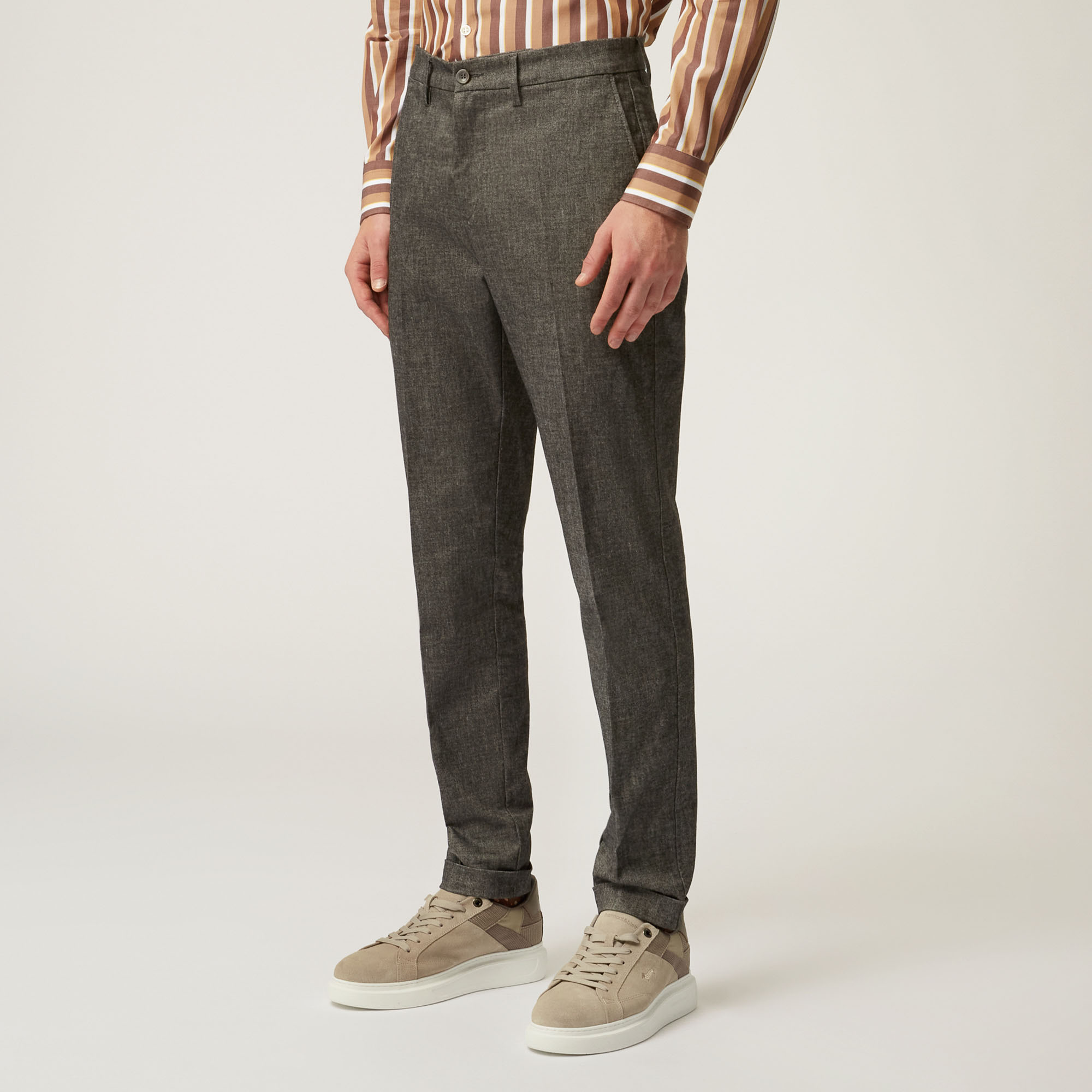 Pantalone Chino Slim Effetto Sale E Pepe, Grigio, large image number 0