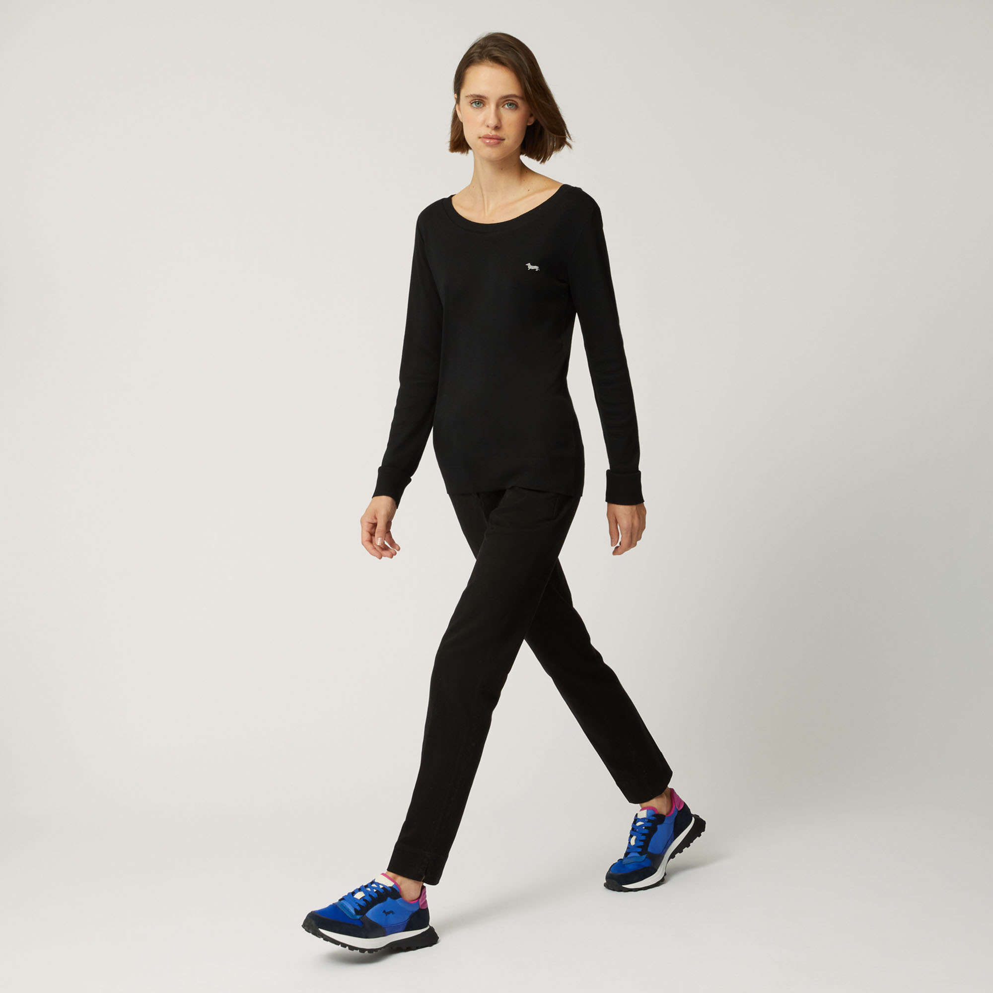 Pullover Slim In Modal E Cotone, Nero, large image number 3