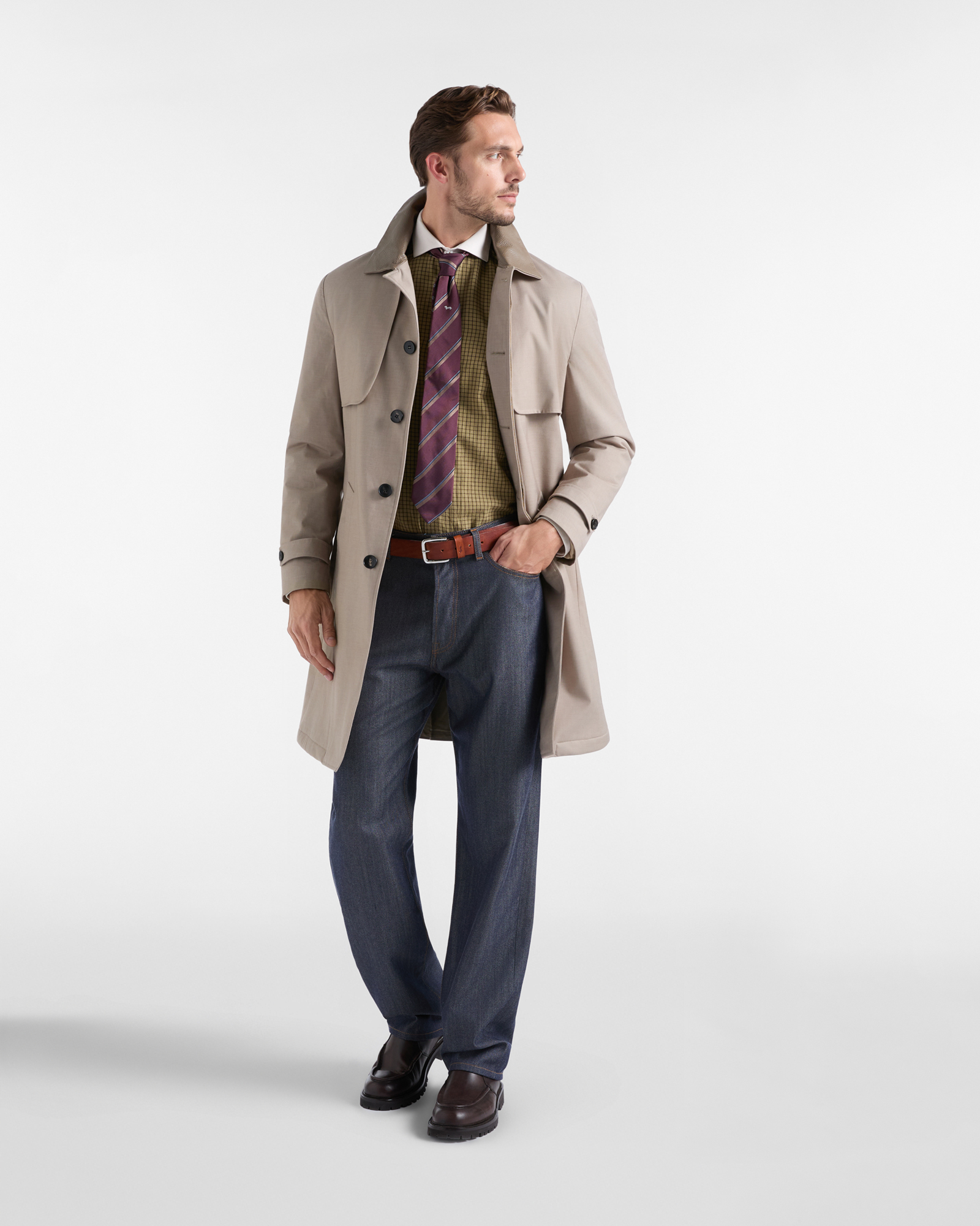 Harmont & Blaine Men&rsquo;s Capsule Quality Colours Shirt in micro-check cotton flannel, LIGHT GREEN, large