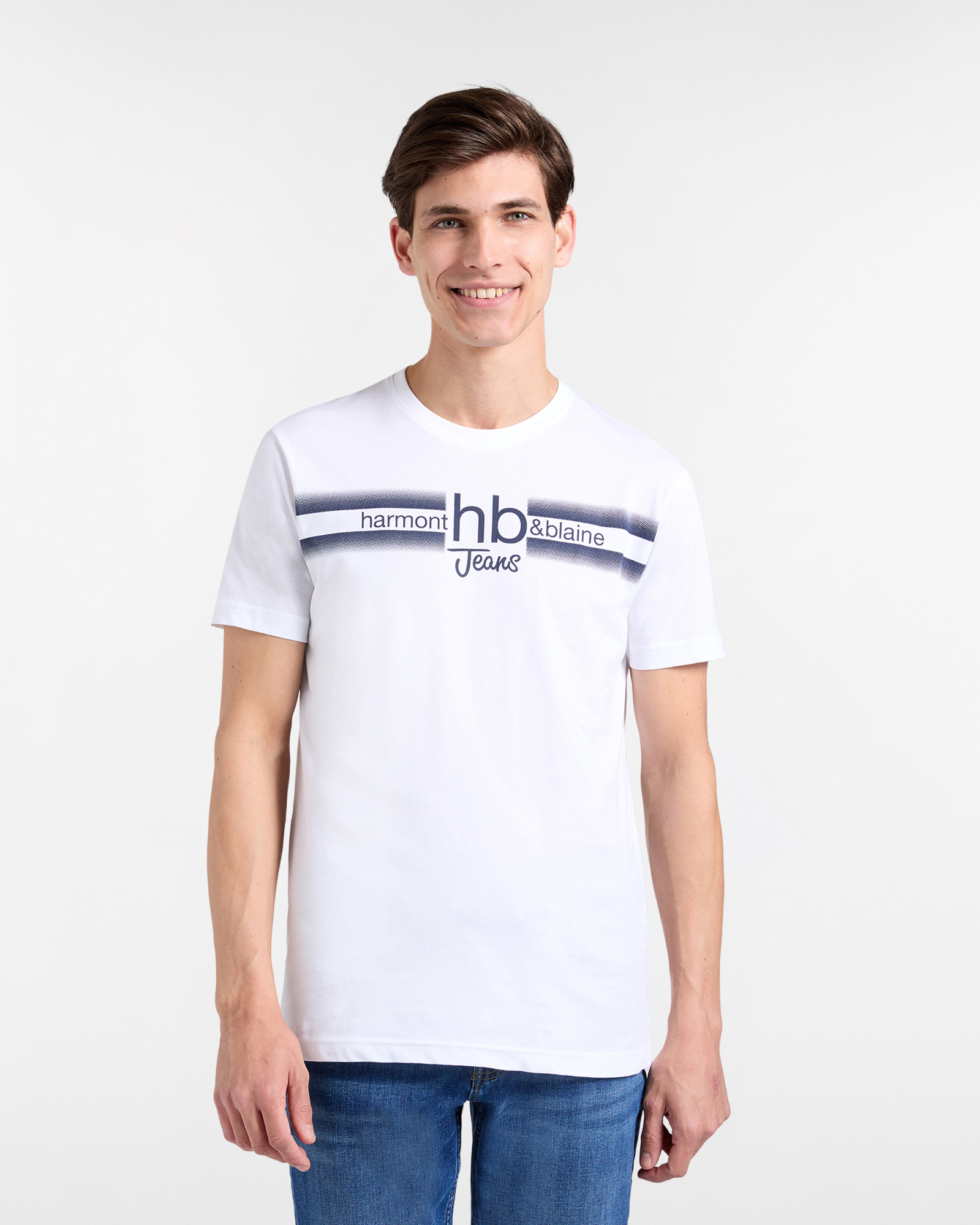 T‑shirt Uomo con Fasce e Logo Stampato Narrow Fit