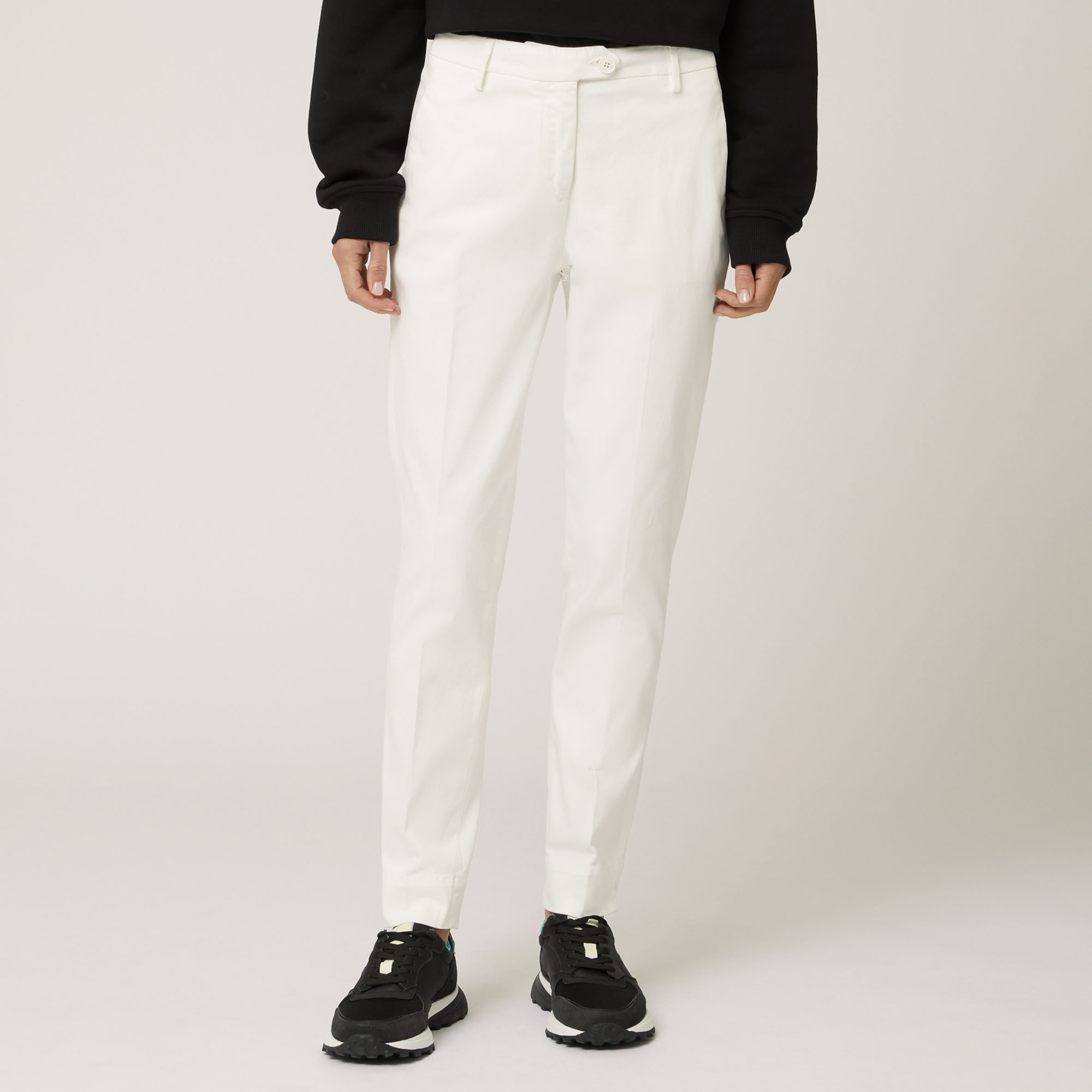 Stretch Cotton Chino Pants, White, large
