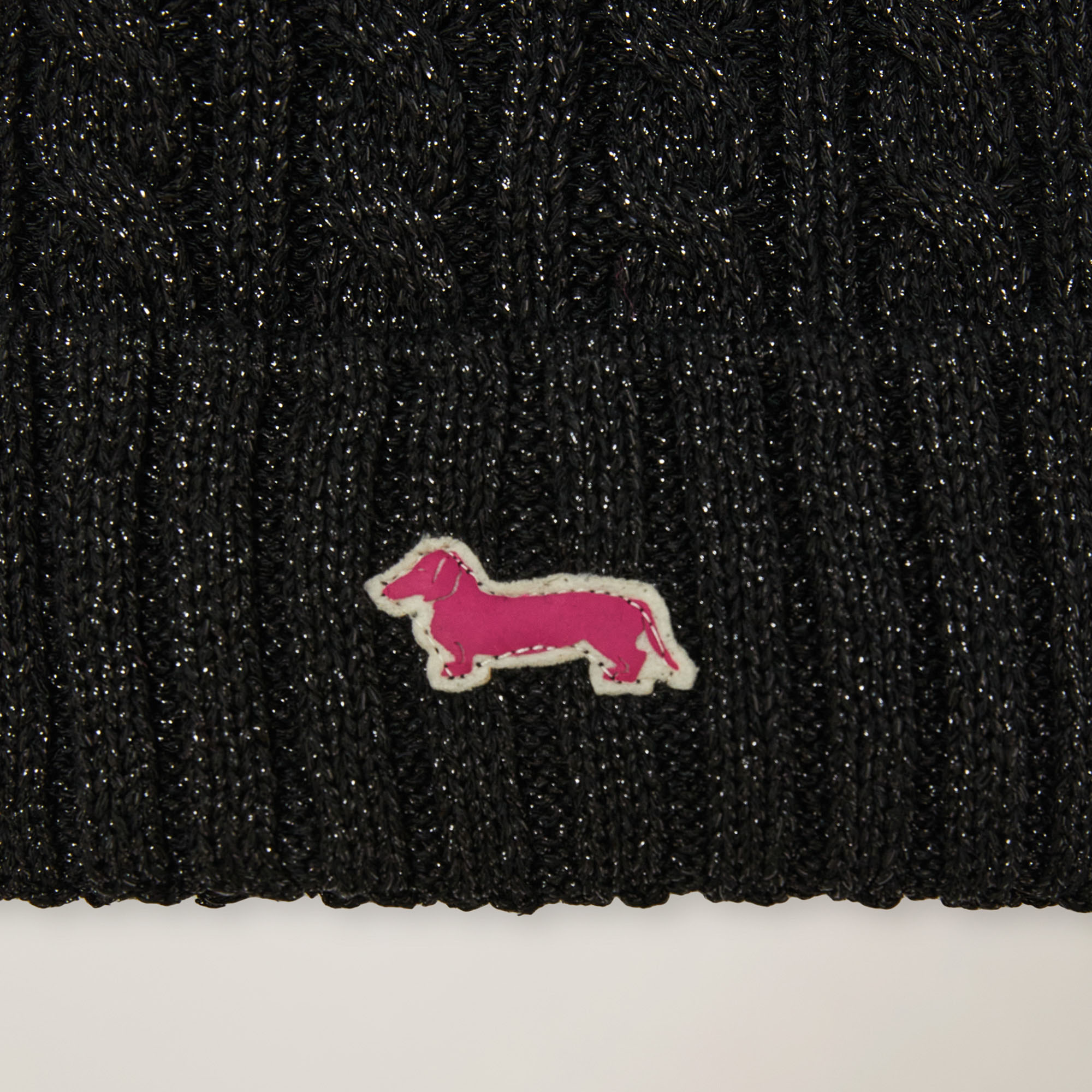 Lurex hat with fur pom pom, Black, large image number 1