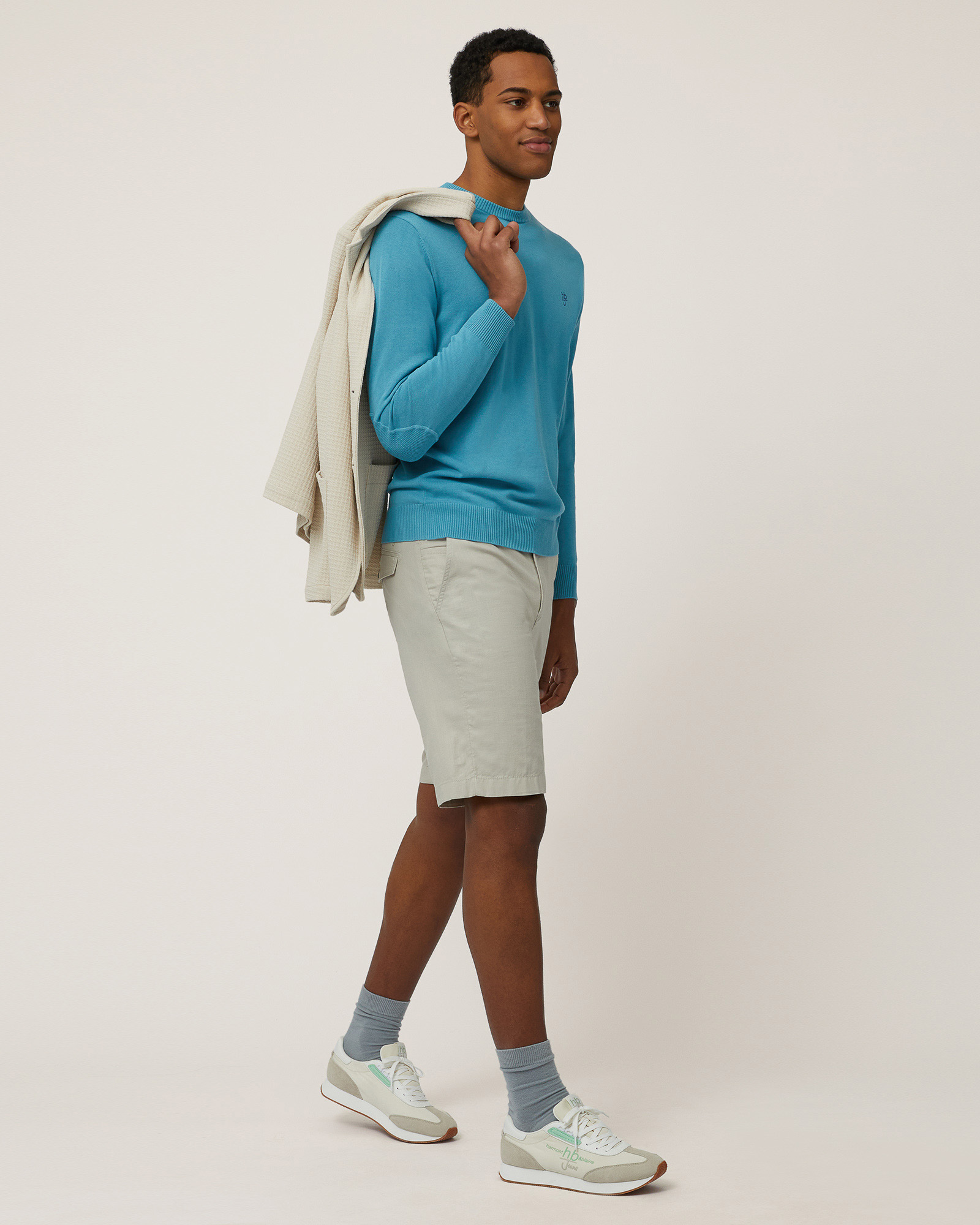 Cotton Crepe Pullover With Patches, Peacock Green, large image number 3